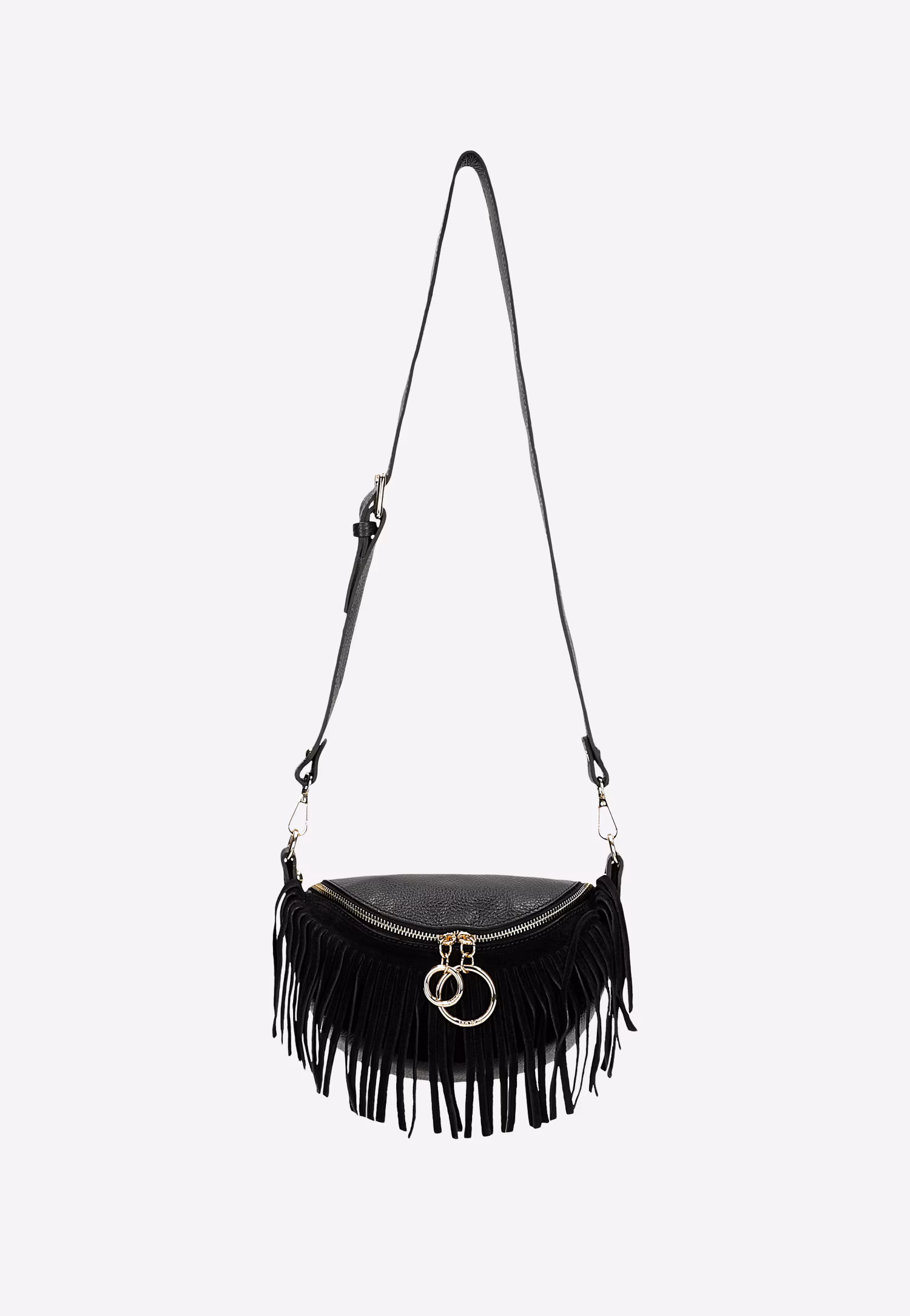 Brązowa nerka damska z frędzlami