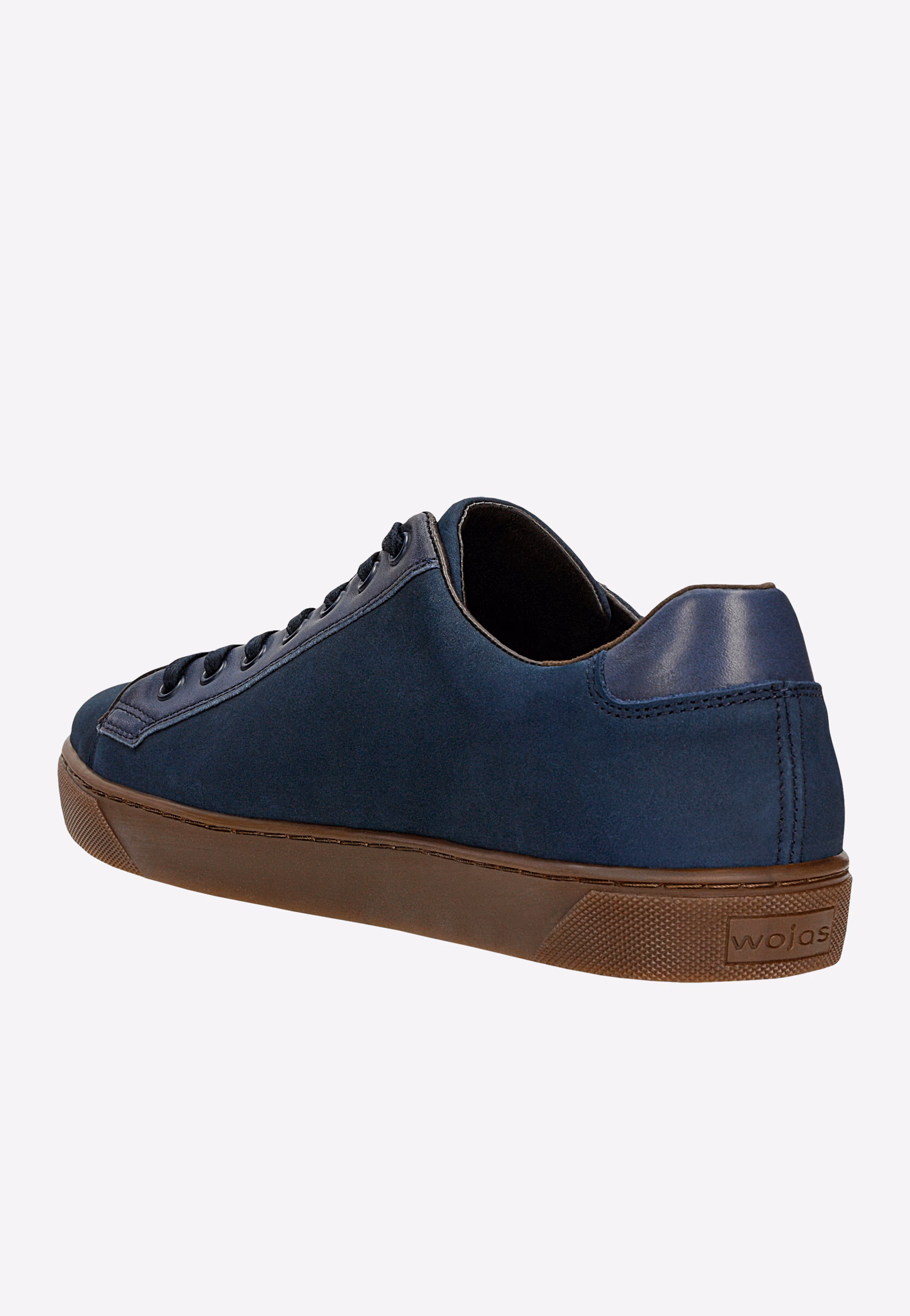 Granatowe trampki męskie na brązowej podeszwie