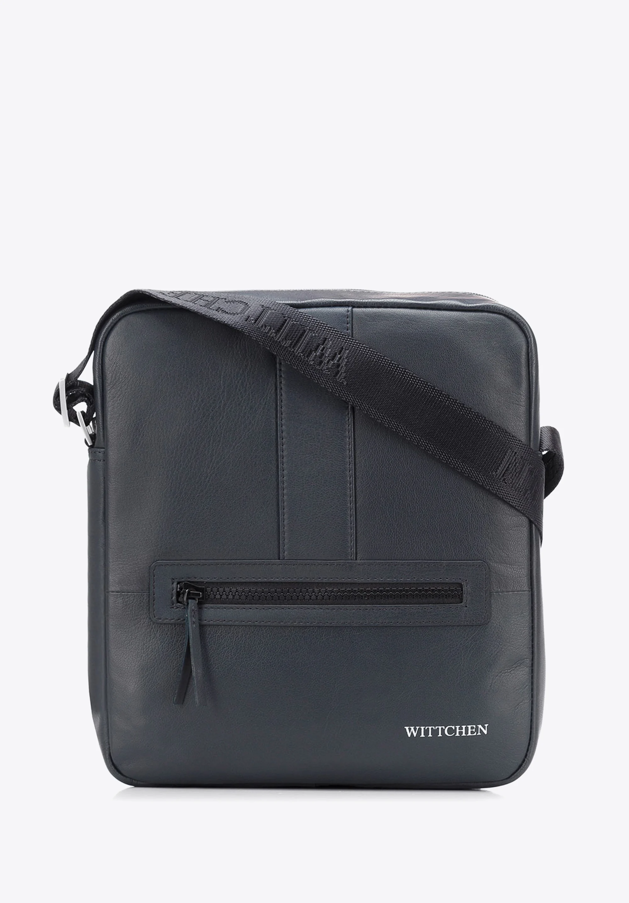 Męska listonoszka skórzana stębnowana średnia