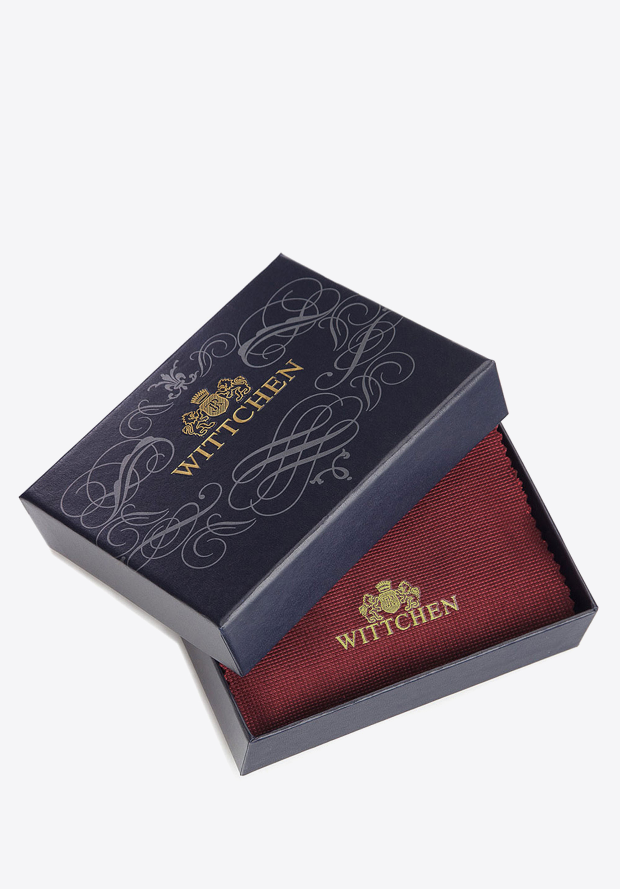 Damski portfel z lakierowanej skóry z monogramem i tasiemką mały