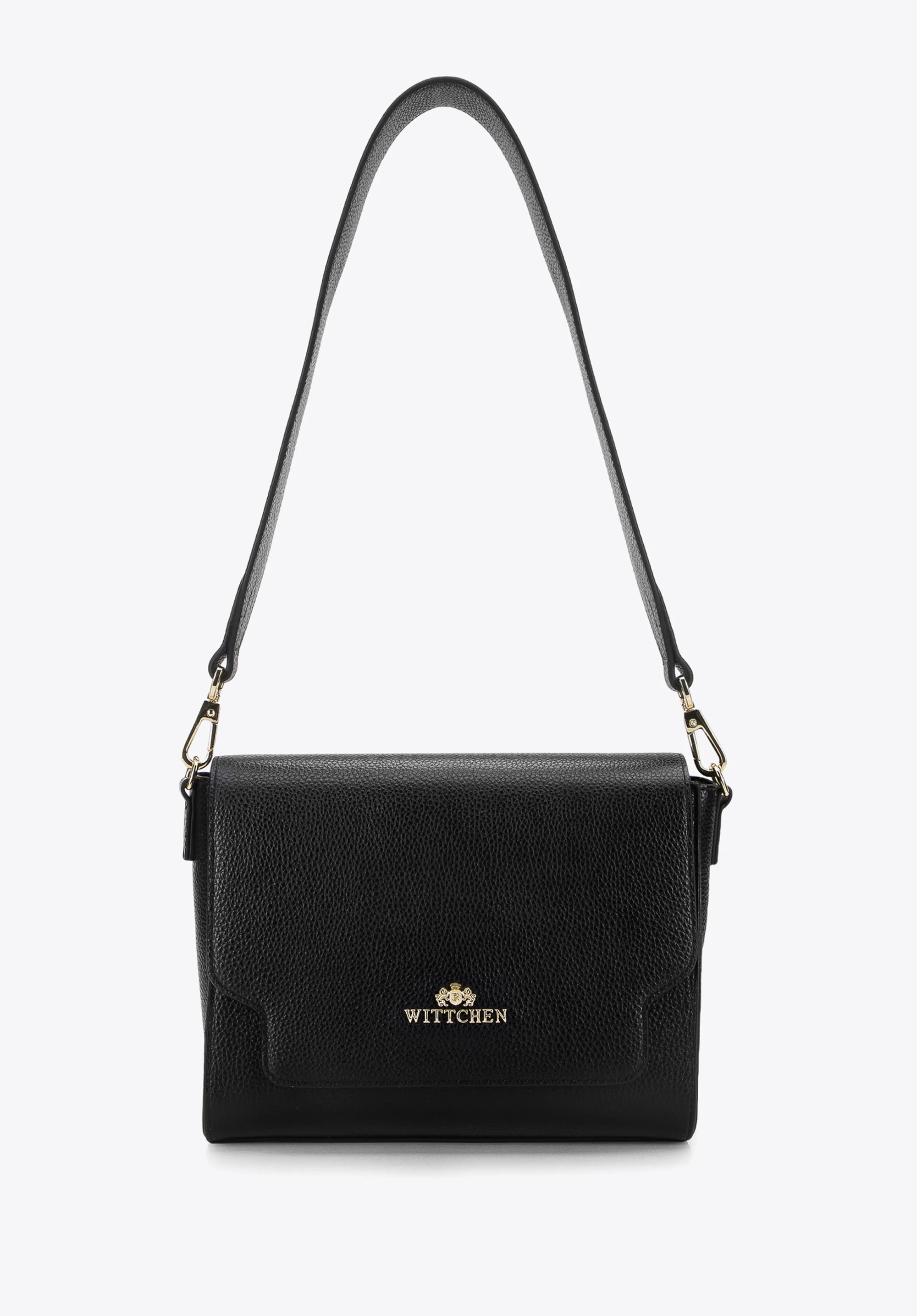 Damska torebka skórzana z klapą o nieregularnym kształcie