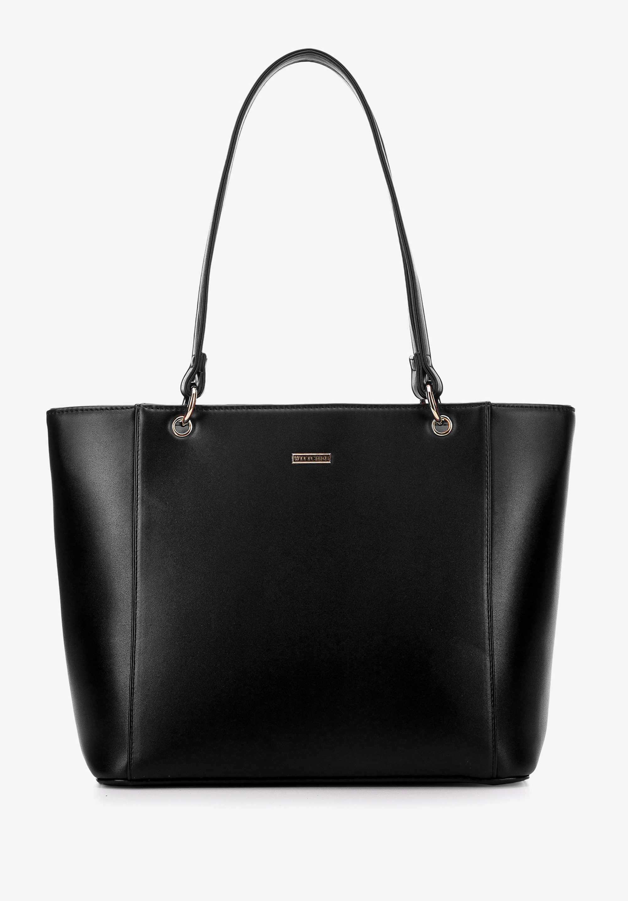 Torebka shopperka z ekoskóry z ozdobnymi kółkami