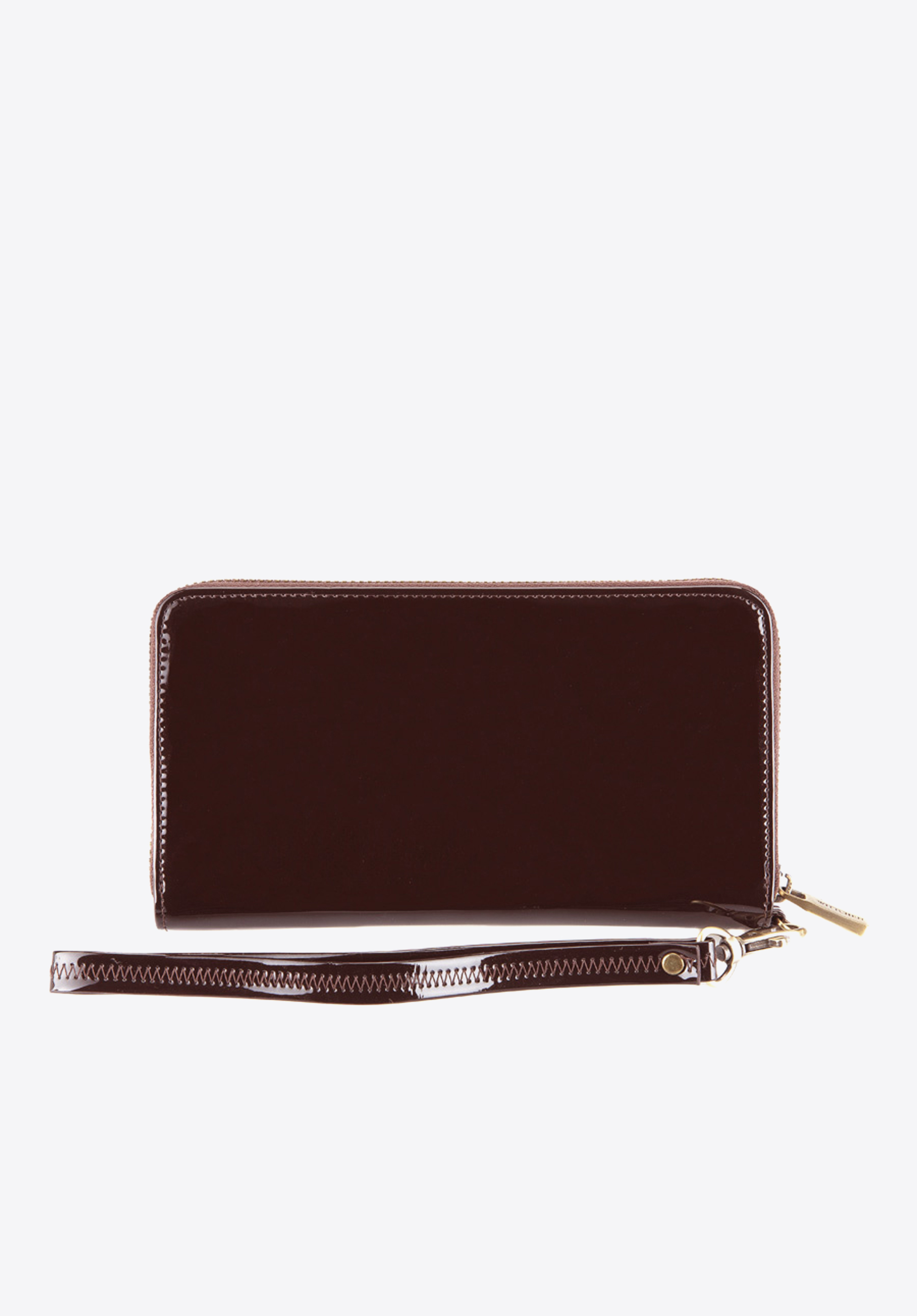 Damski portfel skórzany lakierowany na zamek