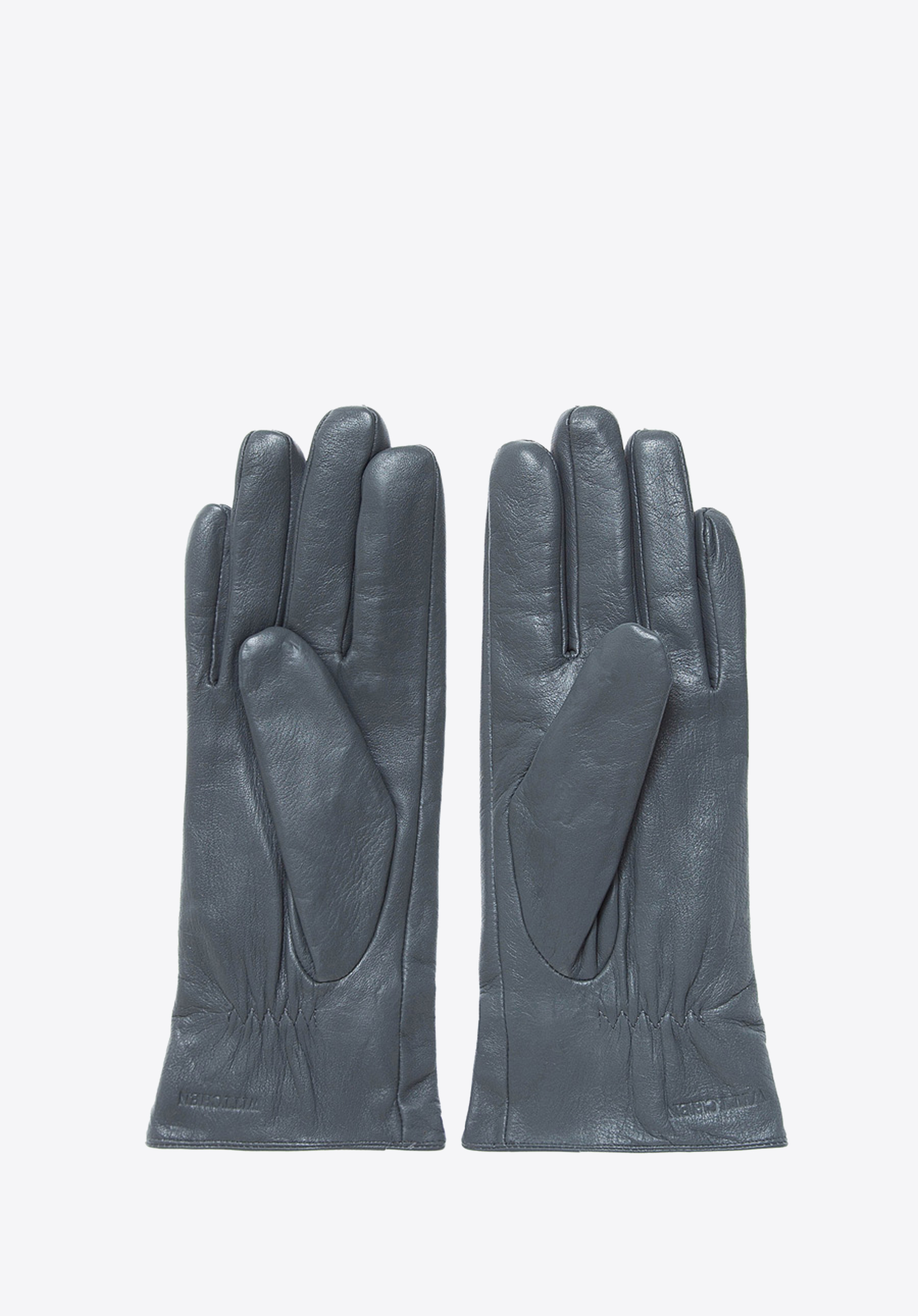 Damskie rękawiczki skórzane z kokardką