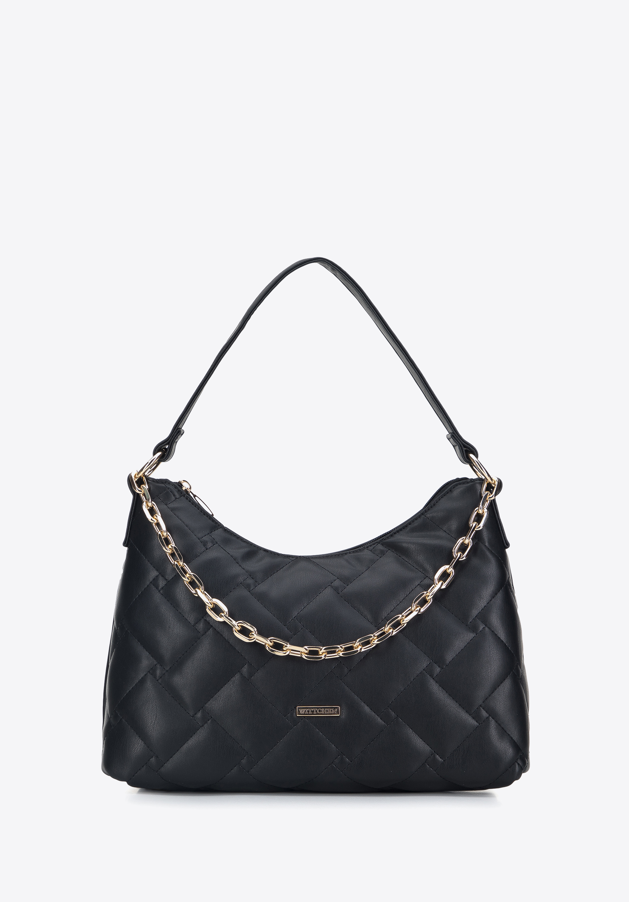 Damska torebka z ekoskóry z pikowaniem w prostokąty i kwadraty