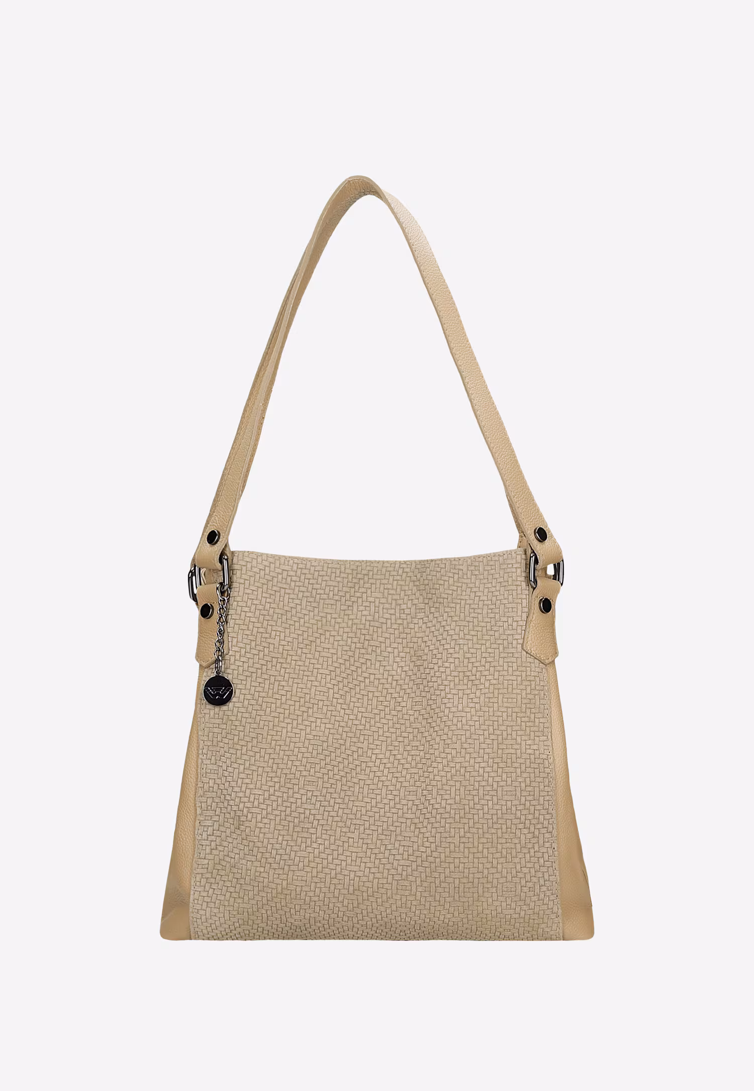 Duża beżowa torebka damska ze skóry naturalnej