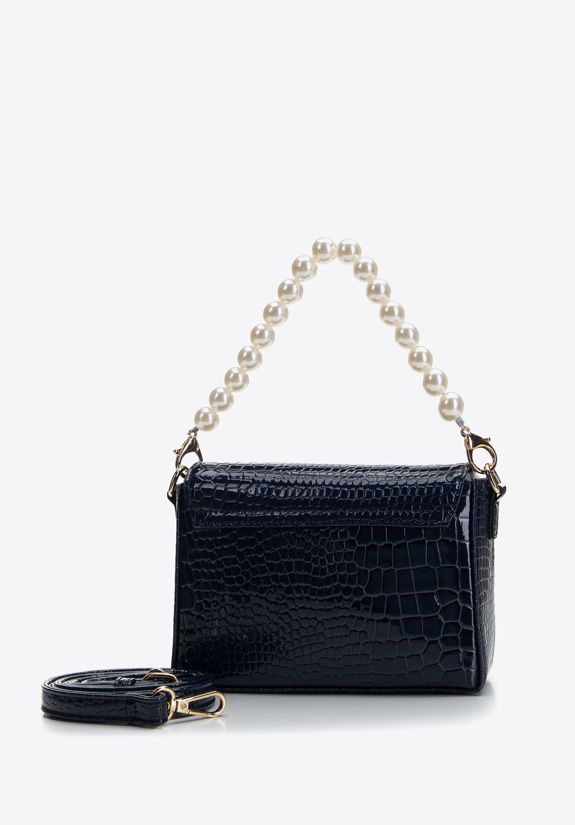 Damska minitorebka z rączką z koralików