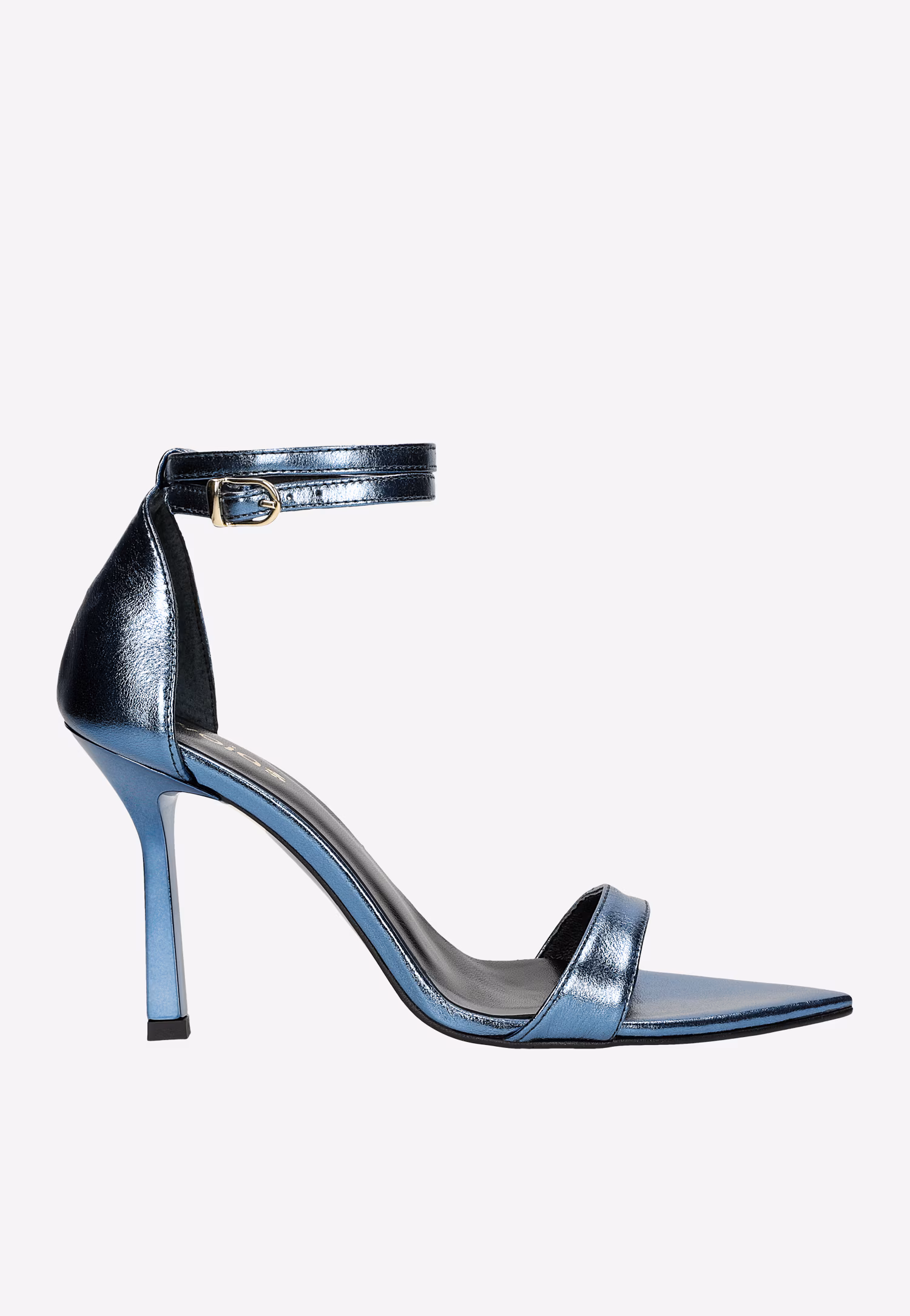 Niebieskie metaliczne sandały na szpilce