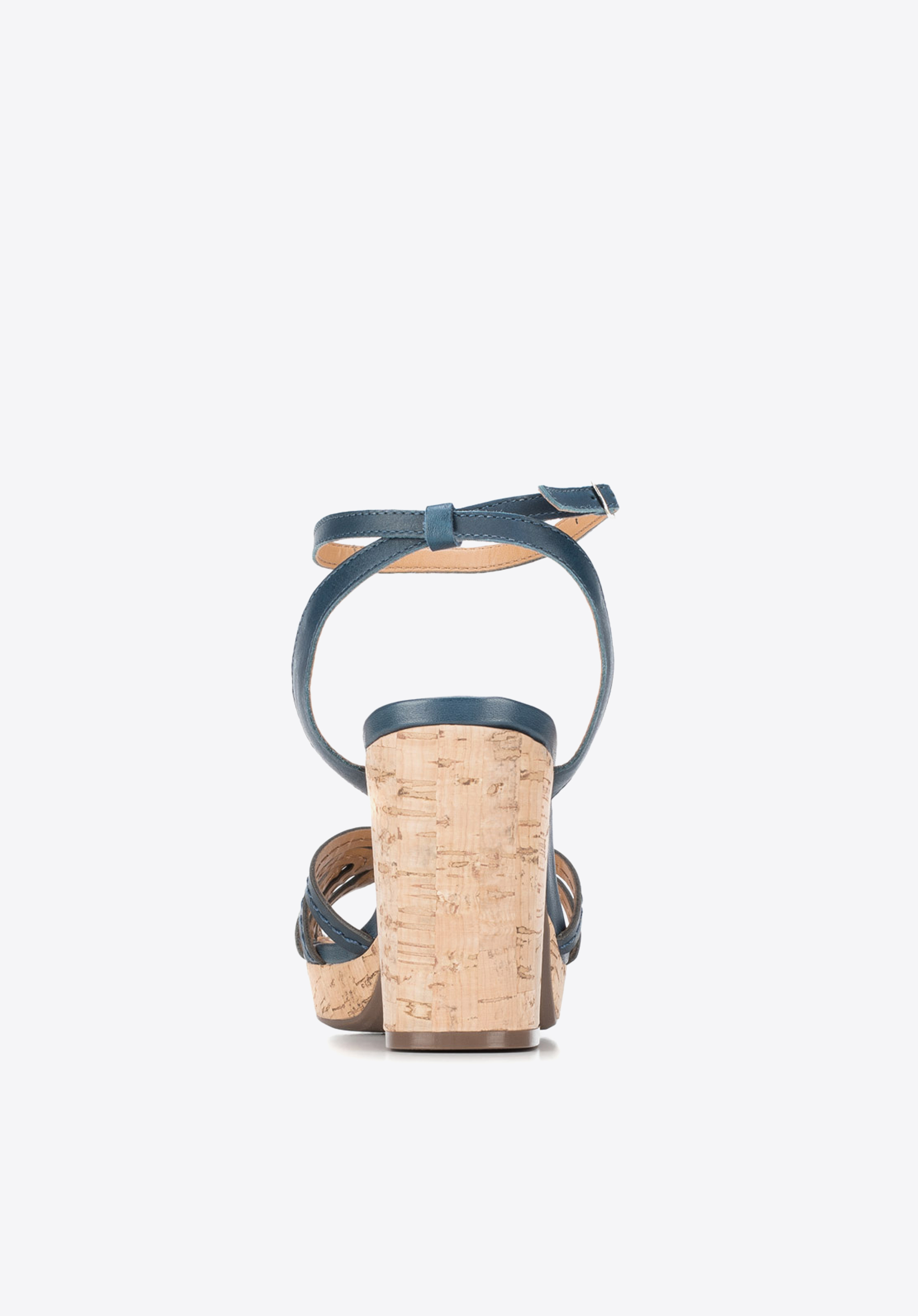 Damskie sandały skórzane na korku