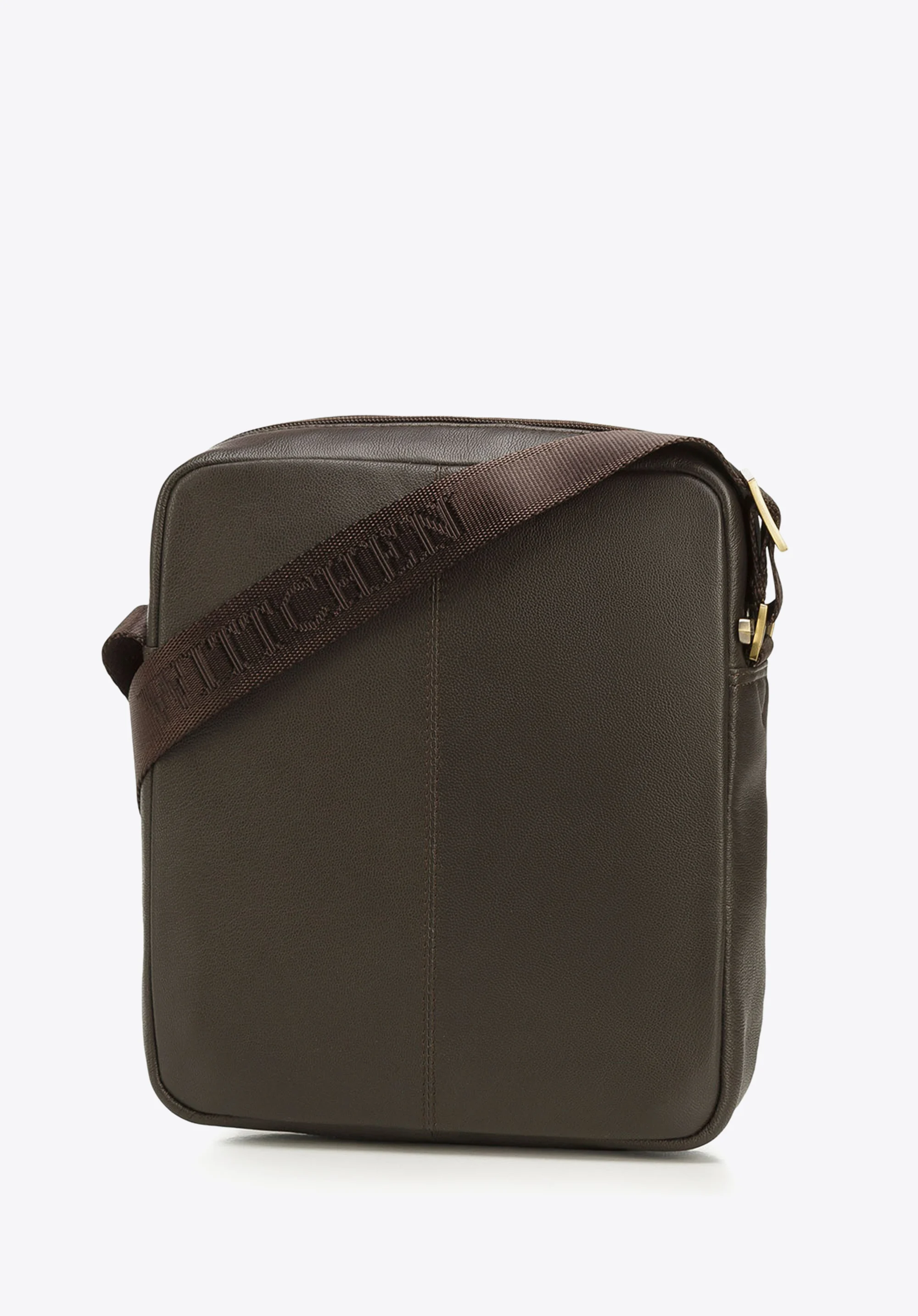 Męska listonoszka skórzana stębnowana średnia