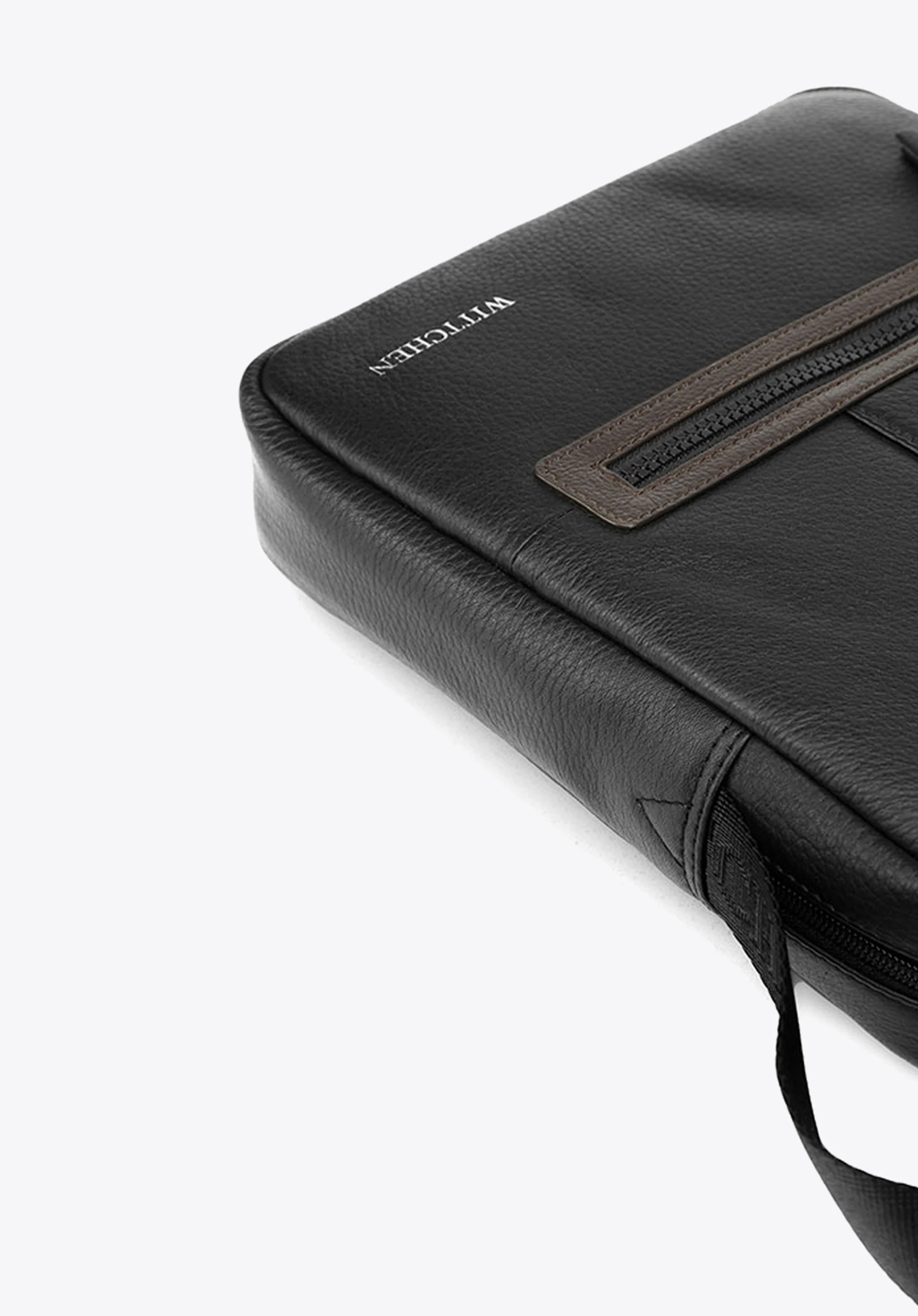 Męska listonoszka skórzana stębnowana średnia