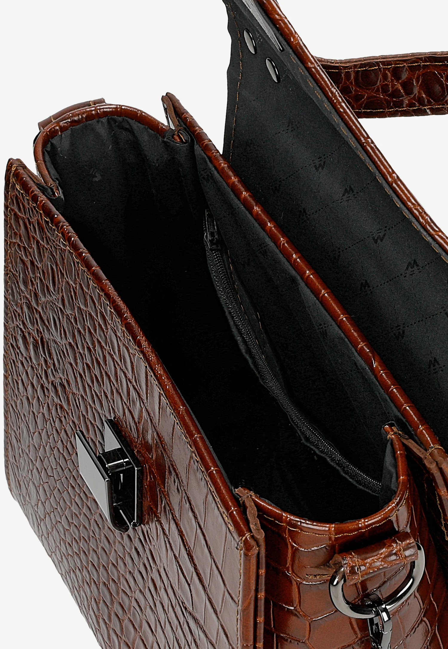 Brązowa torebka damska z tłoczonej skóry