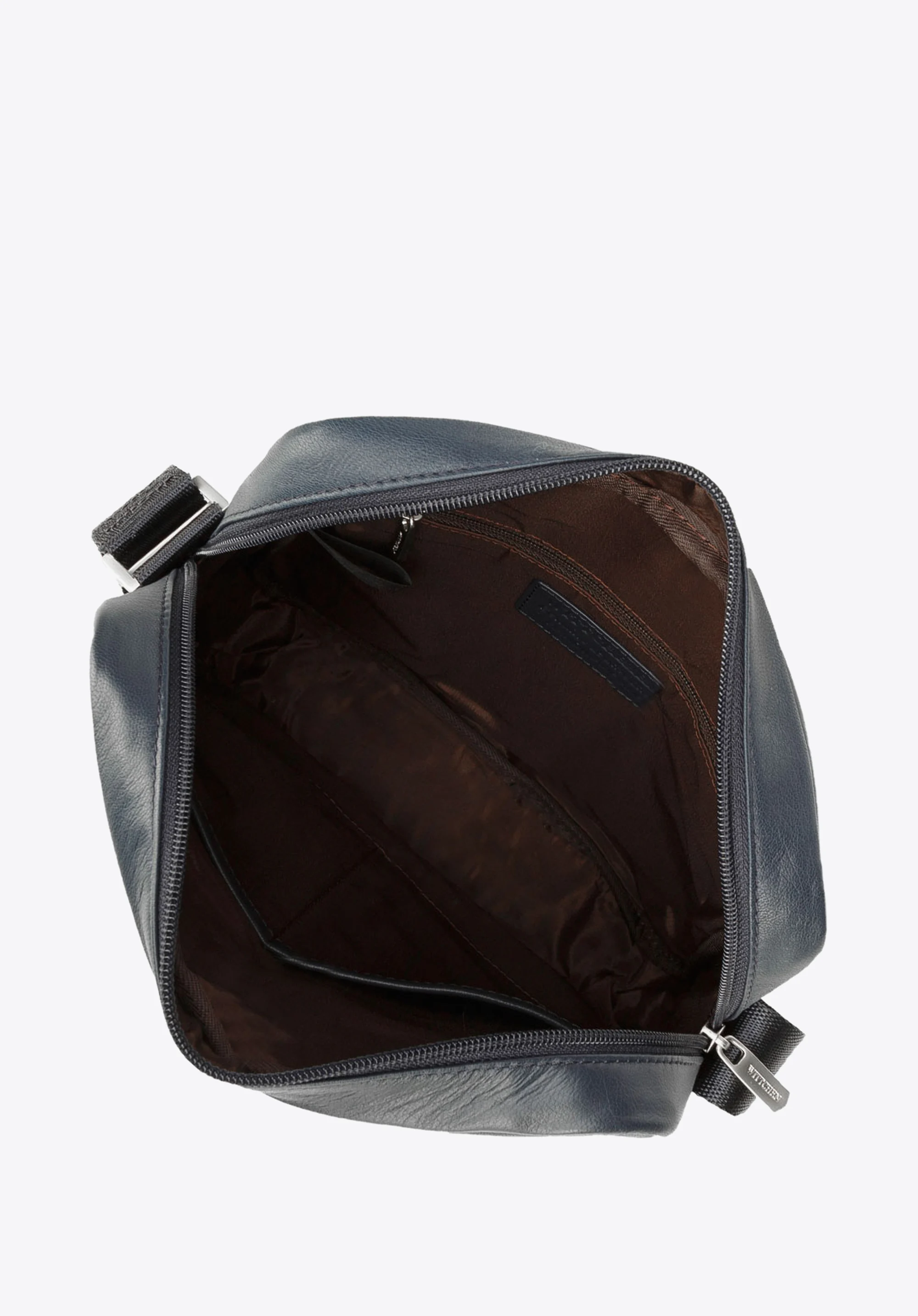 Męska listonoszka skórzana stębnowana średnia