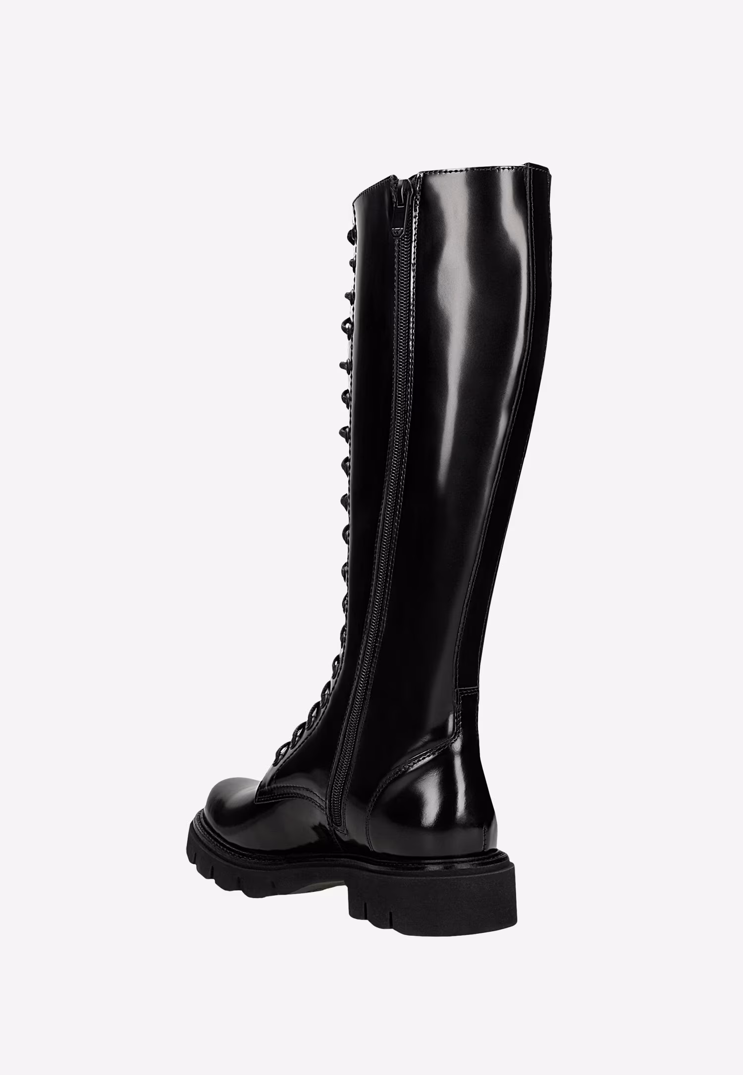 Czarne kozaki biker z lakierowanej skóry florentic