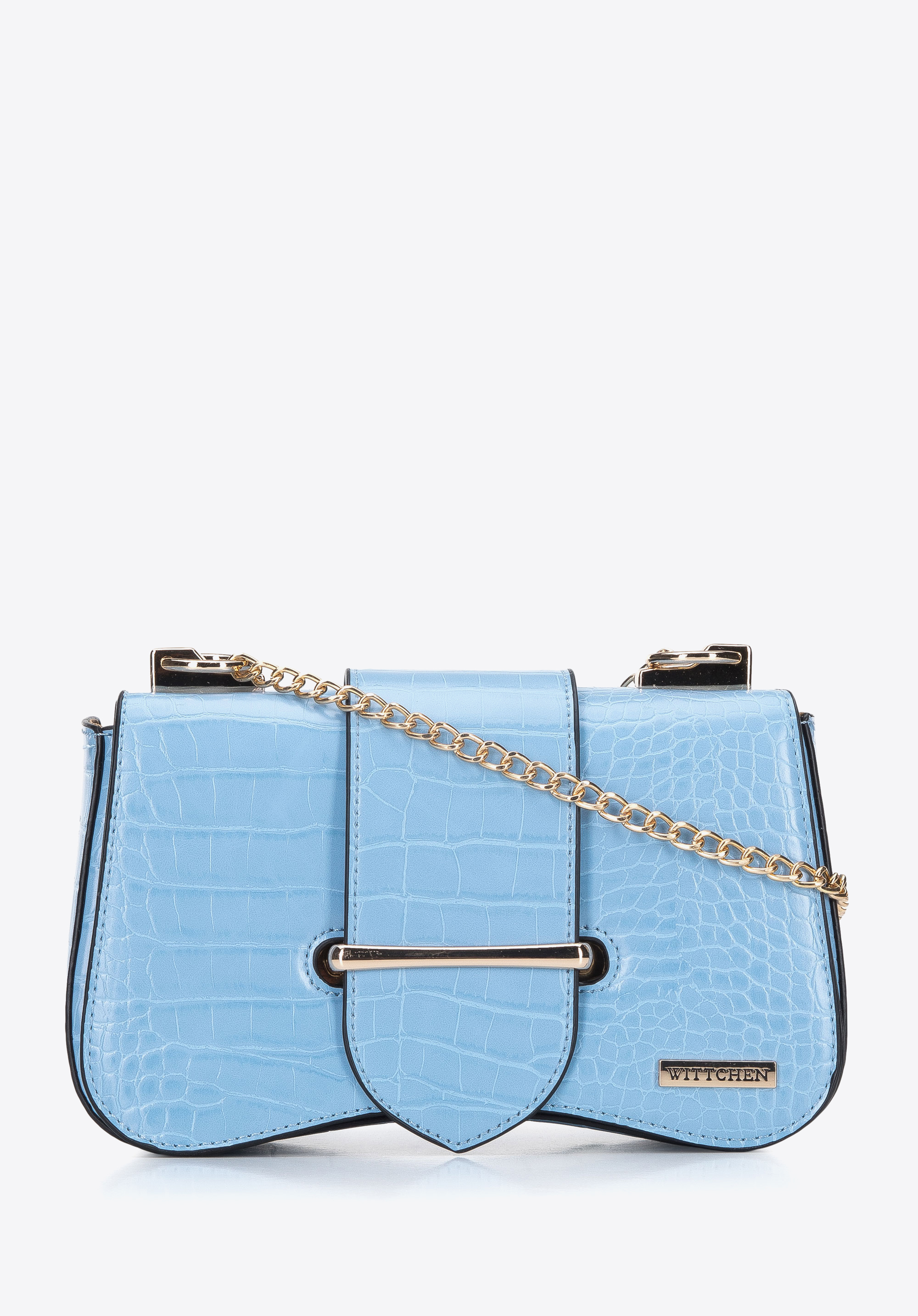 Damska listonoszka z ekoskóry croco na łańcuszku