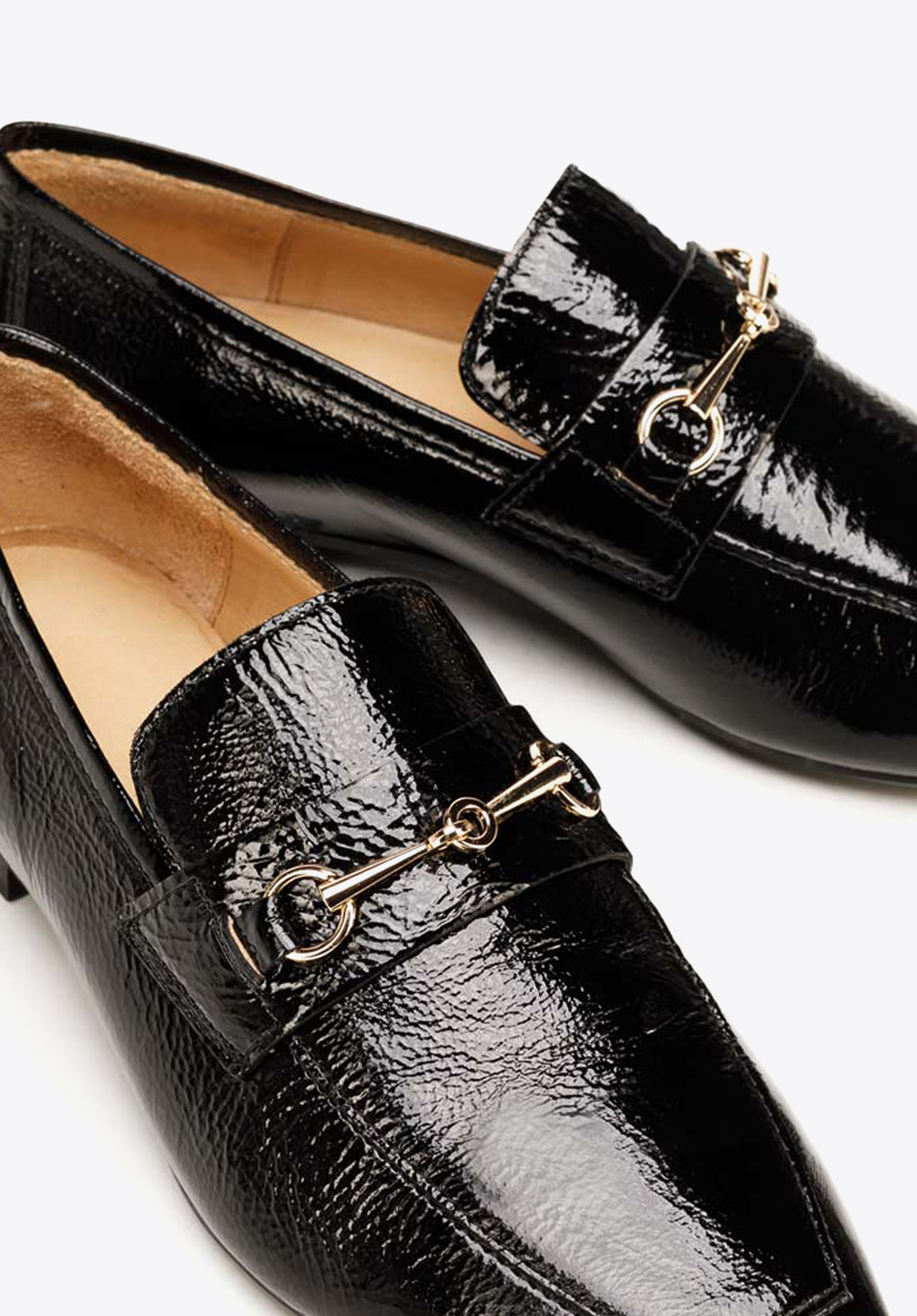 Damskie mokasyny skórzane z wędzidłem