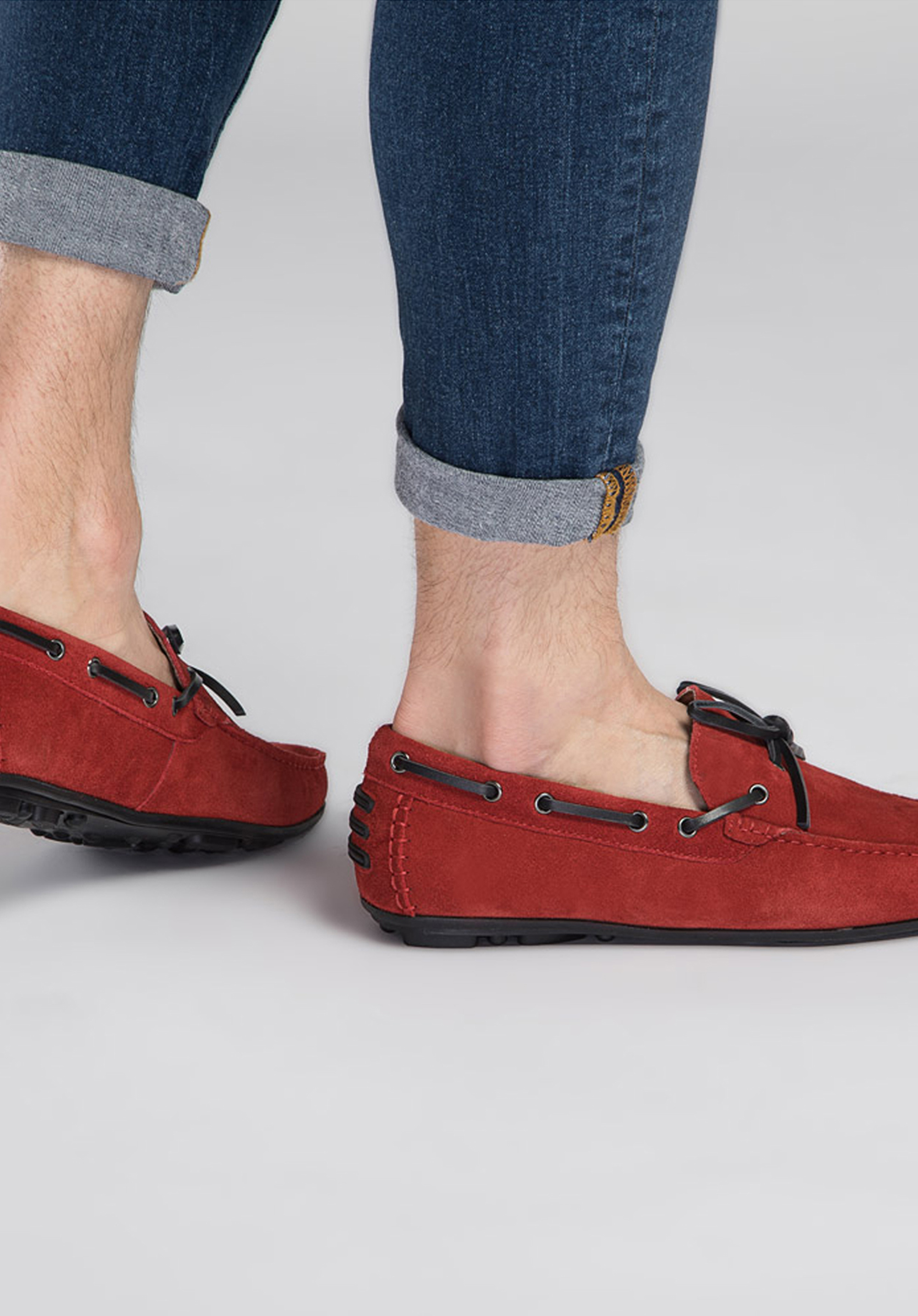 Męskie mokasyny z nubukowe ze sznurowaniem