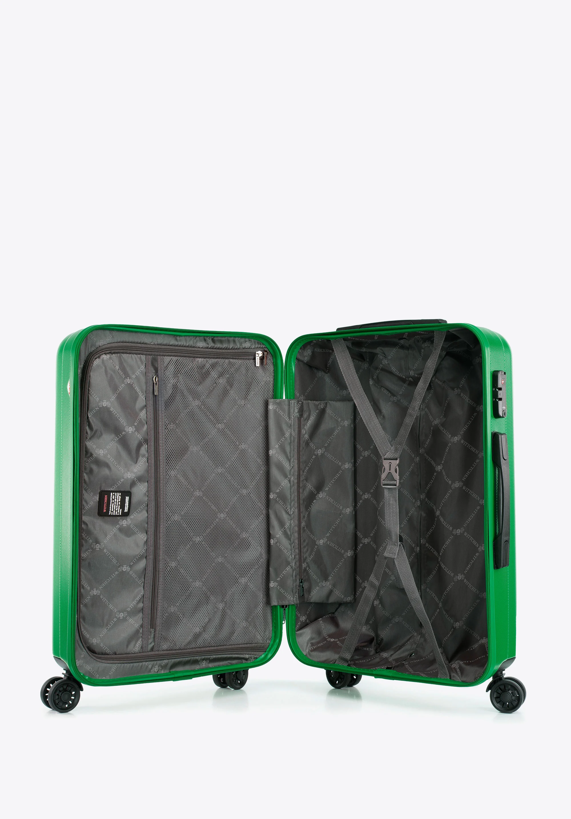 Walizka kabinowa z polikarbonu z pionowymi tłoczeniami