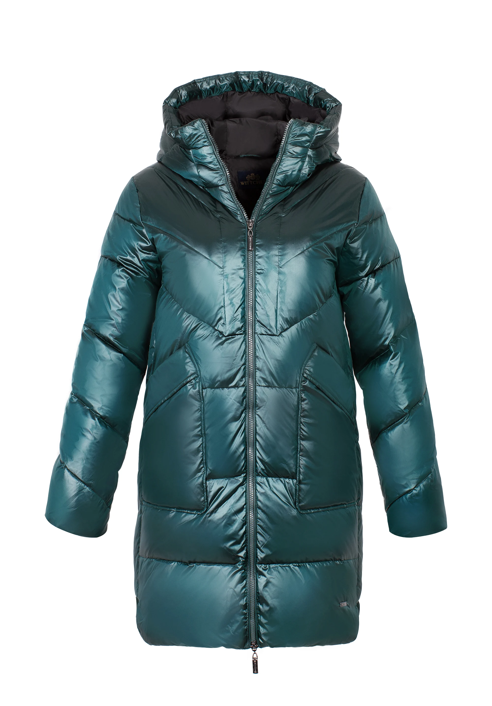 Damski płaszcz puchowy z nylonu z kapturem