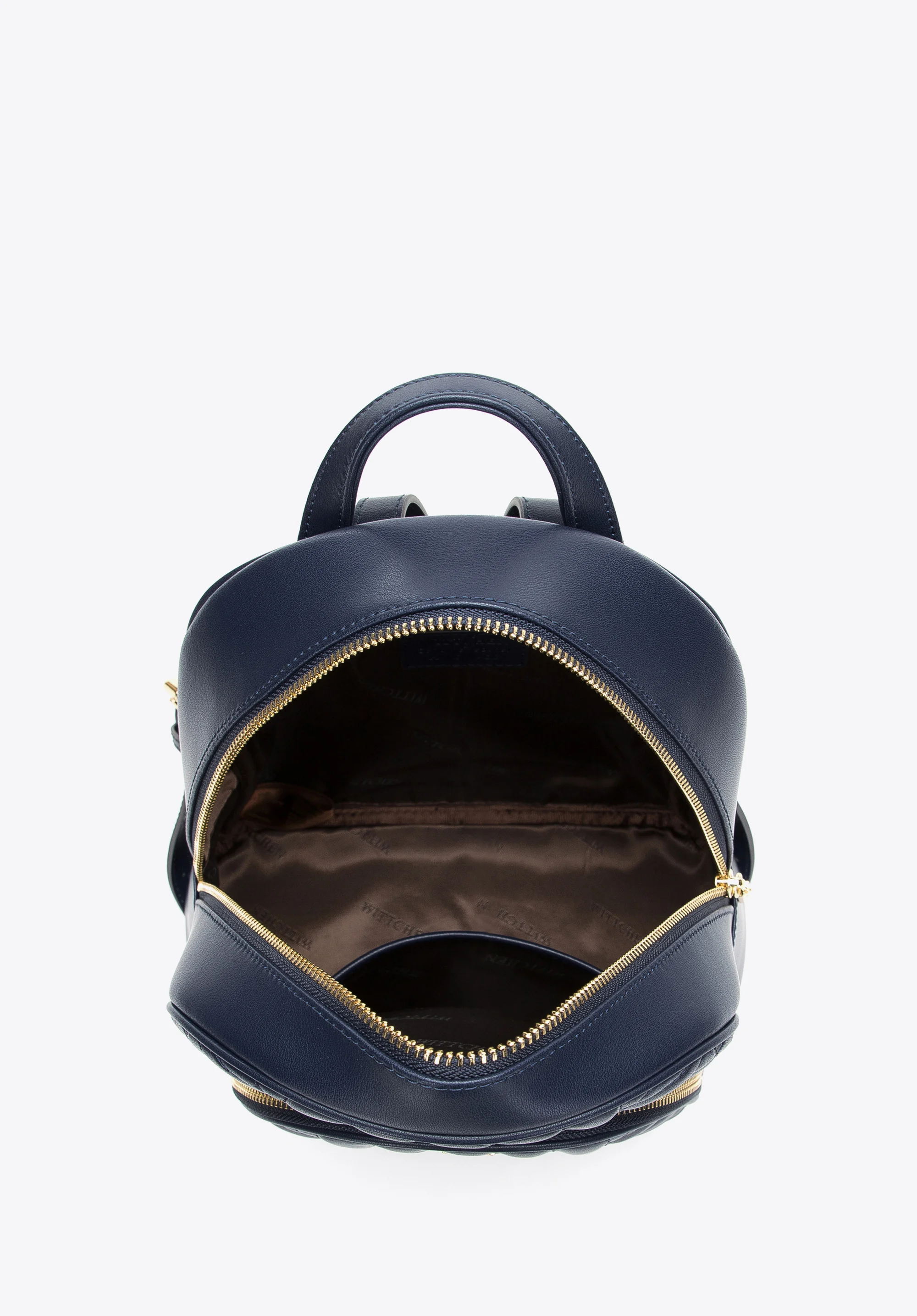 Damski plecak z pikowanej skóry z kieszenią z przodu