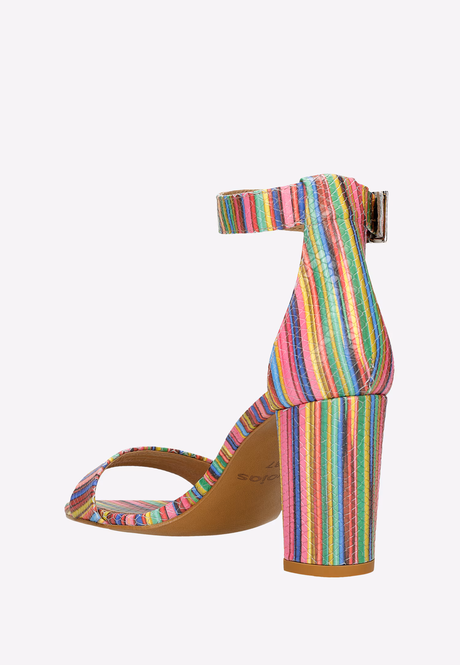 Zjawiskowe srebrne skórzane sandały na obcasie