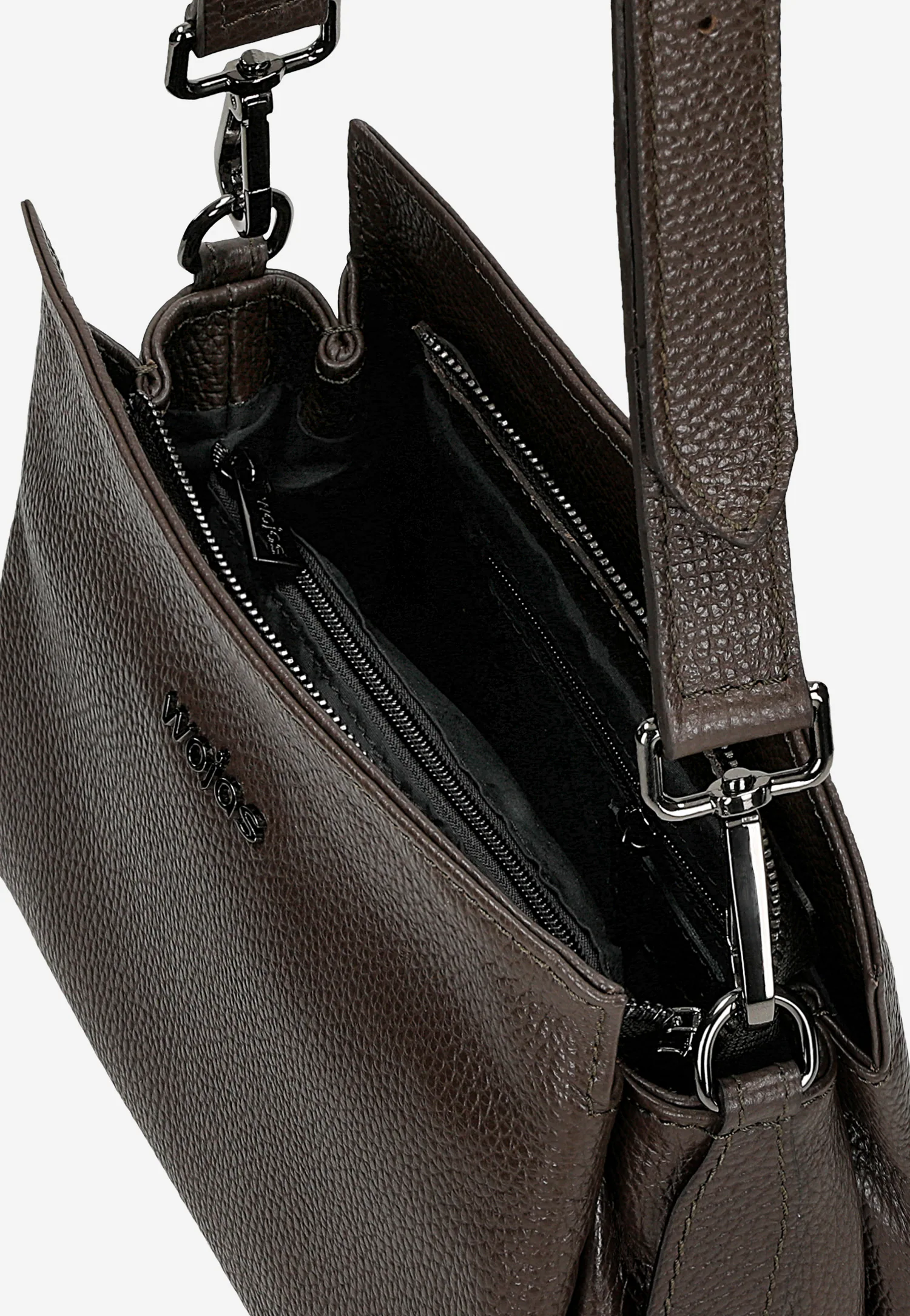 Ciemnobrązowa skórzana torebka damska na ramię