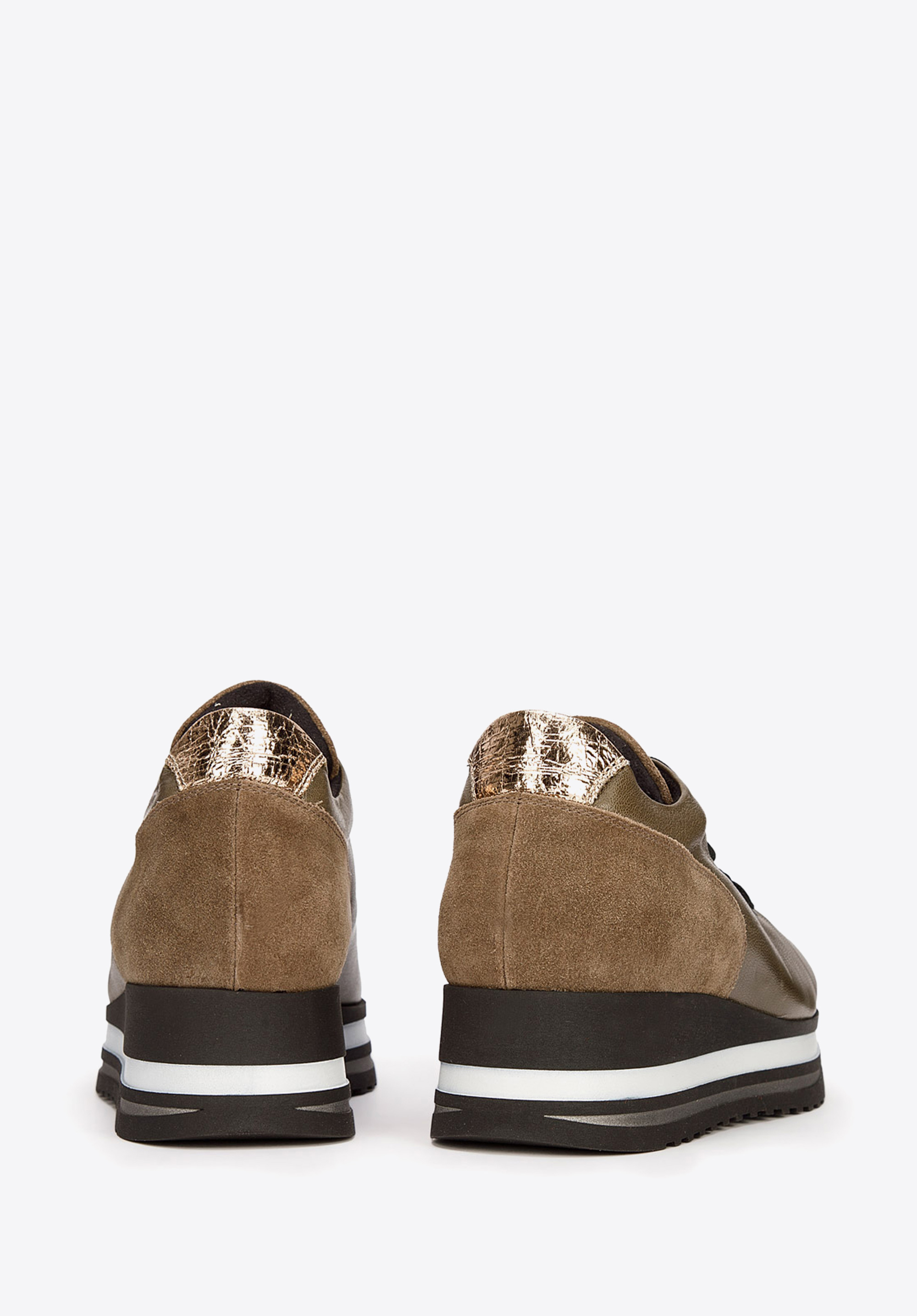 Damskie sneakersy z trzech rodzajów skóry na platformie