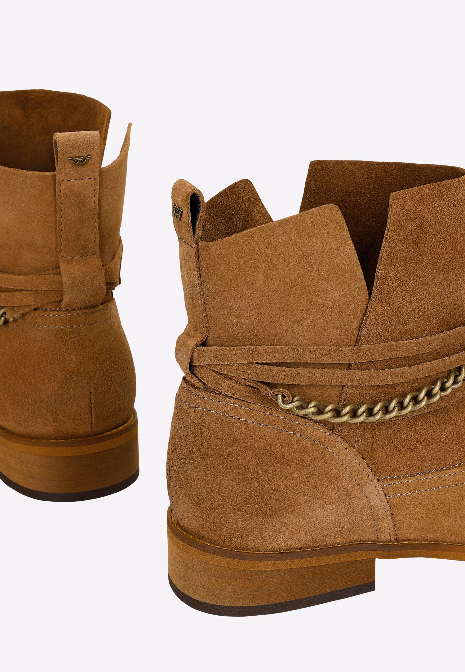 Brązowe botki damskie z odpinaną ozdobą