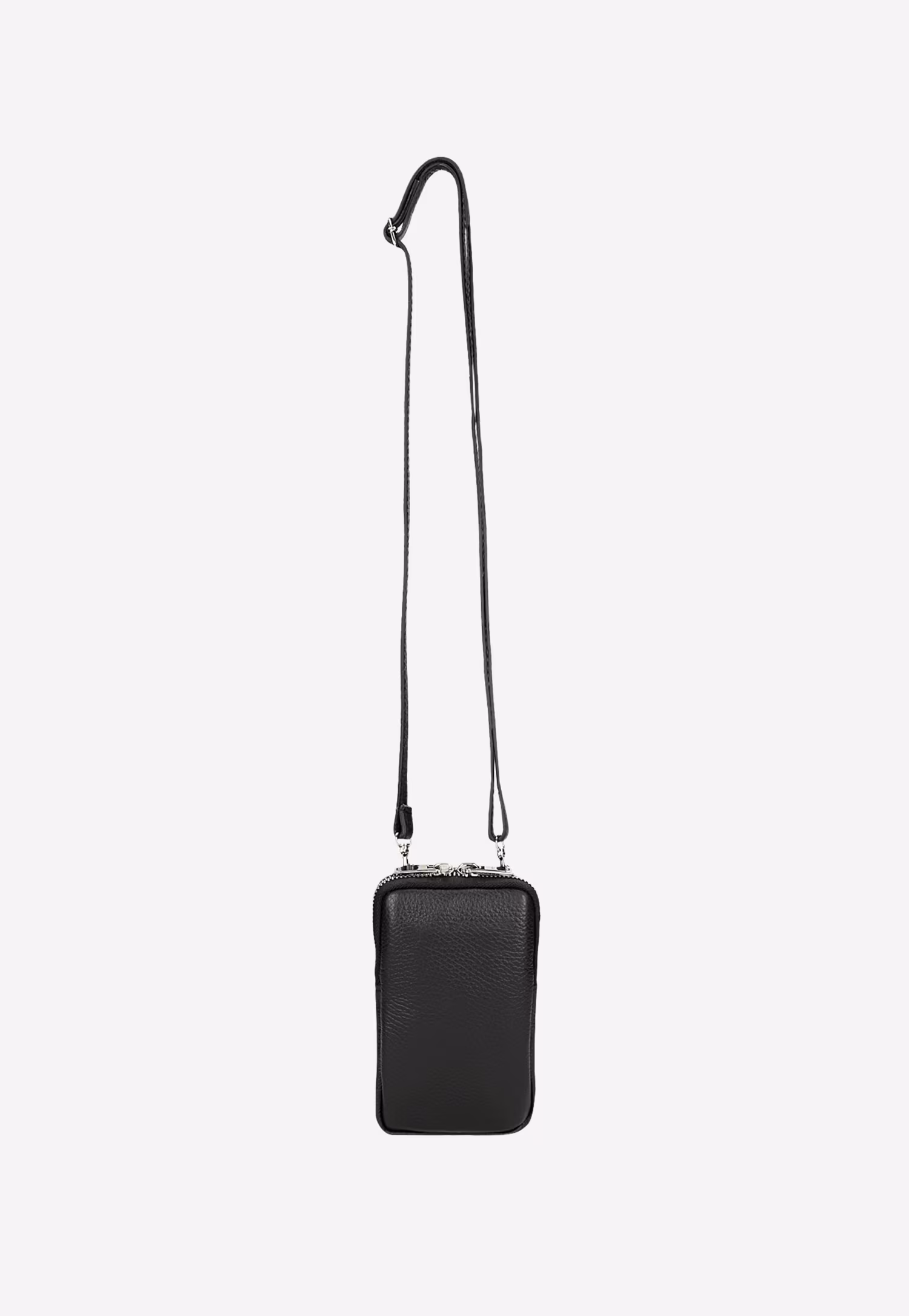 Czarna torebka skórzana na telefon