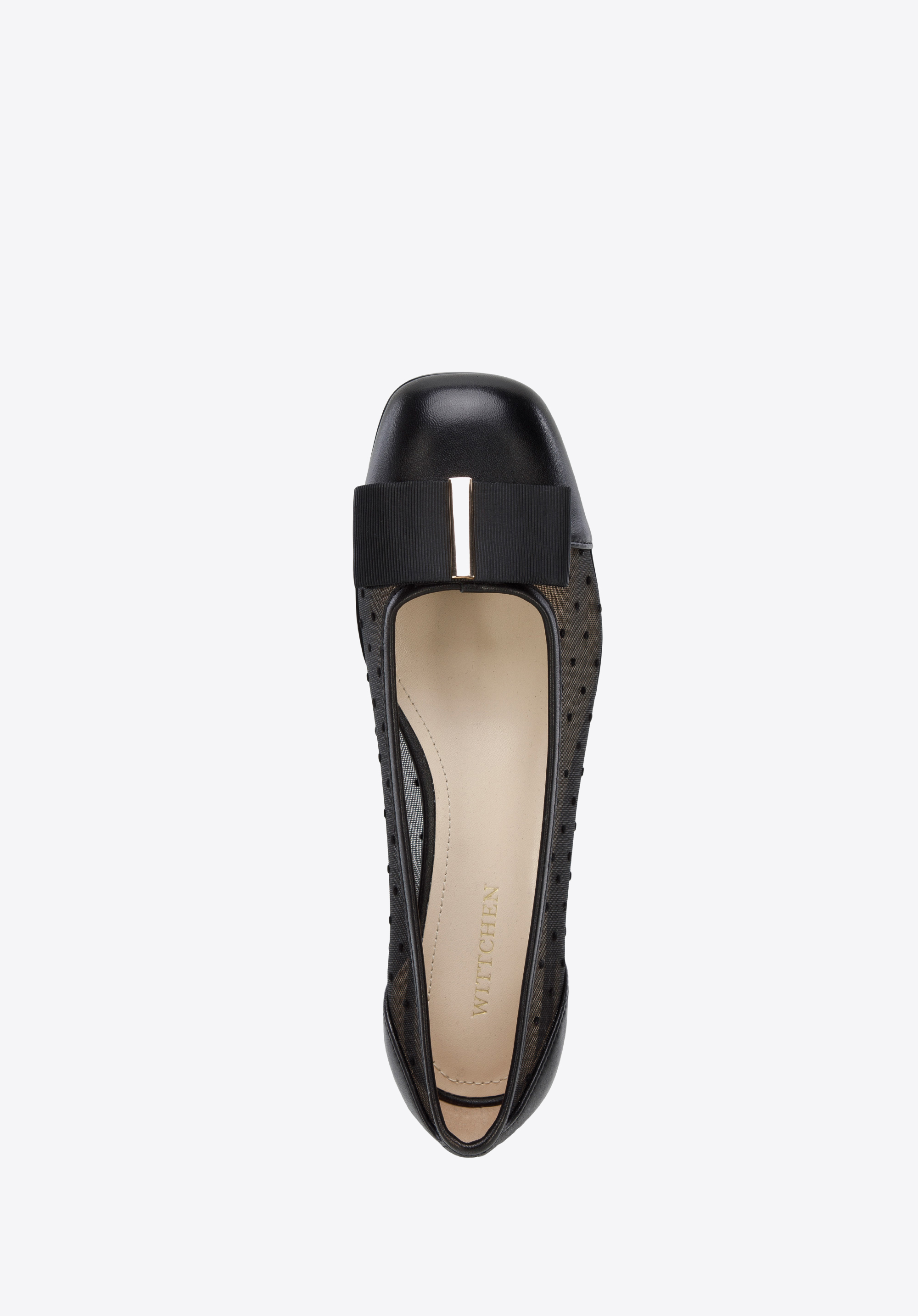 Czółenka transparentne z kokardą