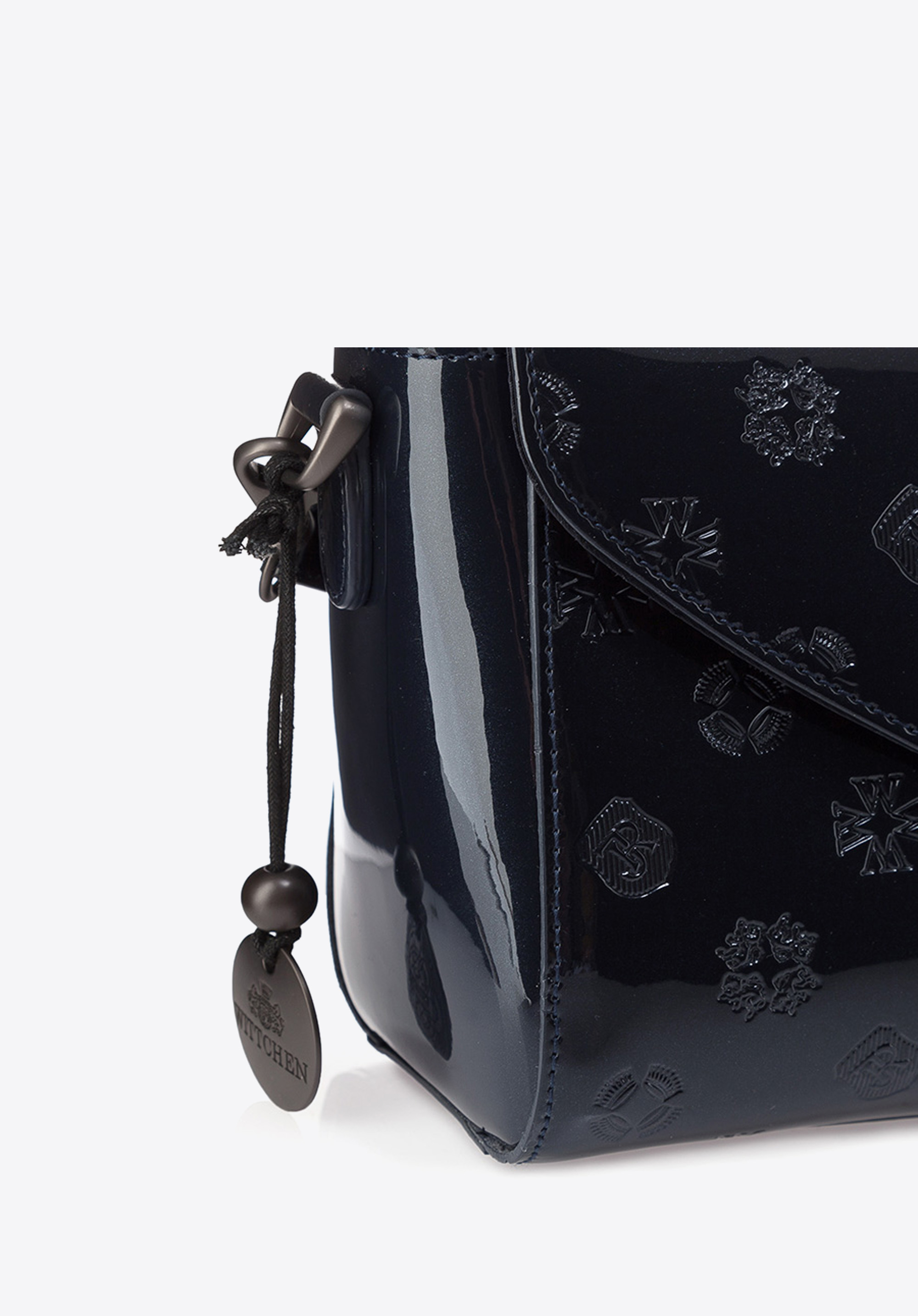 Damska listonoszka ze skóry lakierowanej wytłaczana