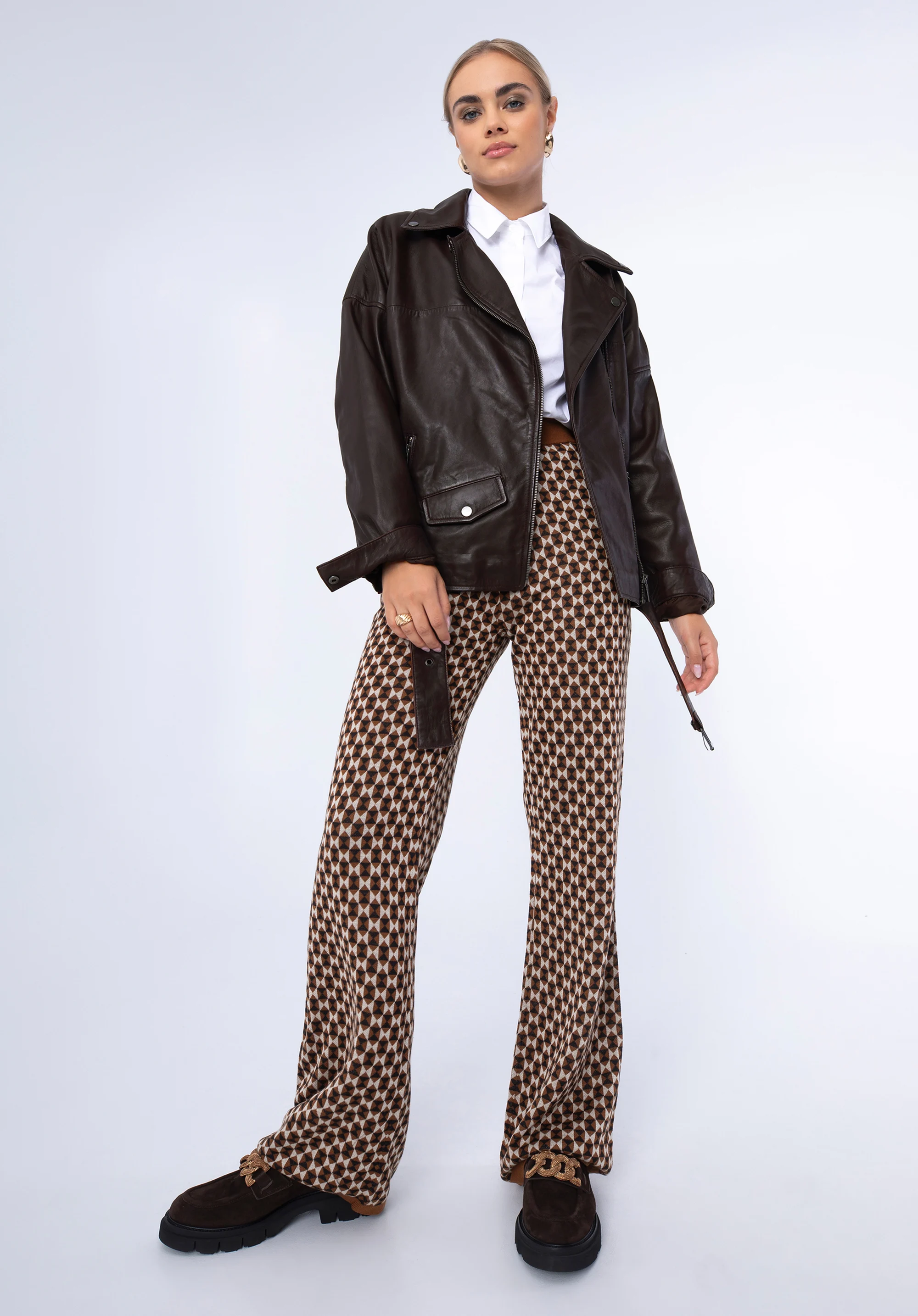 Damska kurtka biker skórzana oversize