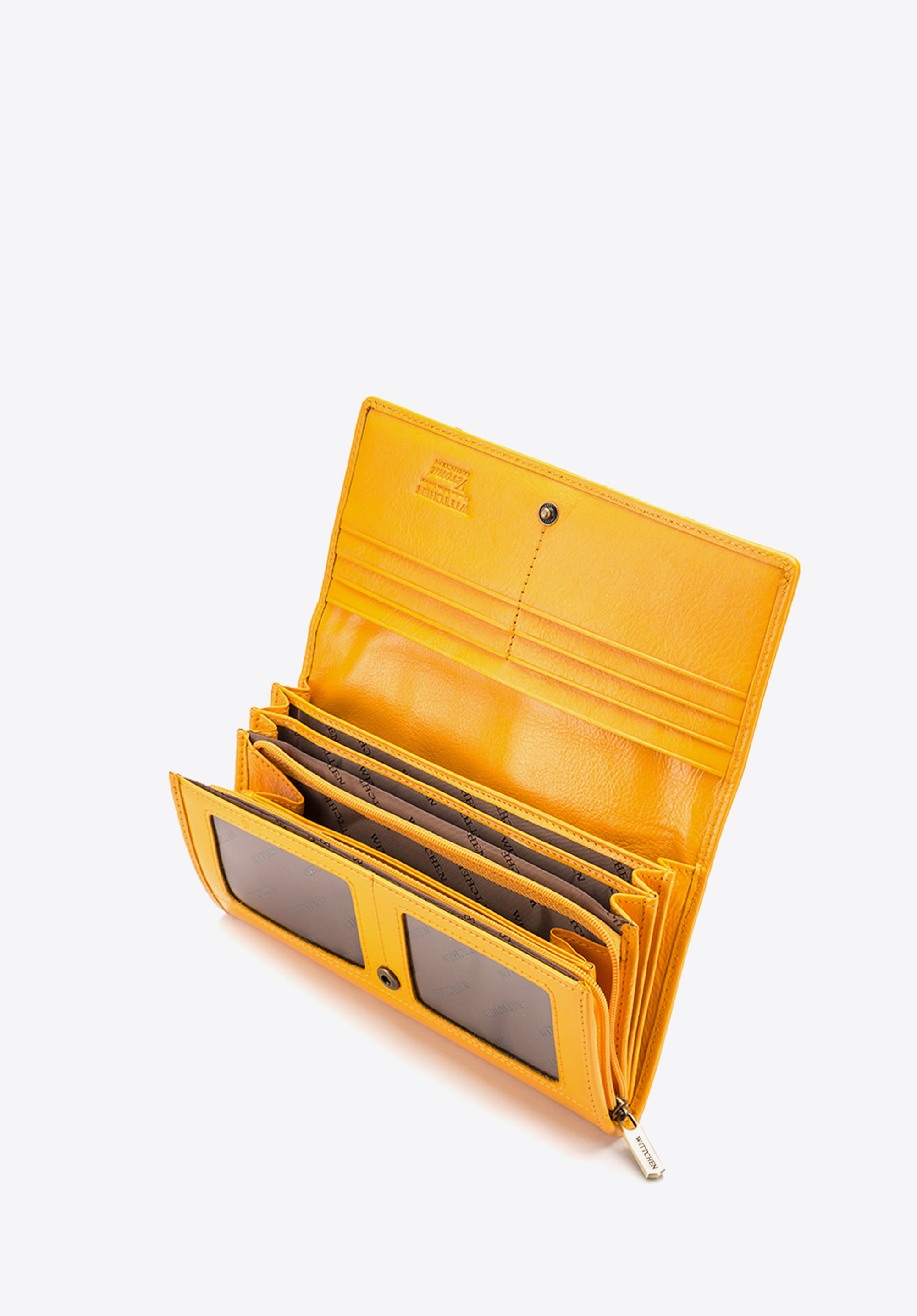 Damski portfel ze skóry lakierowany duży