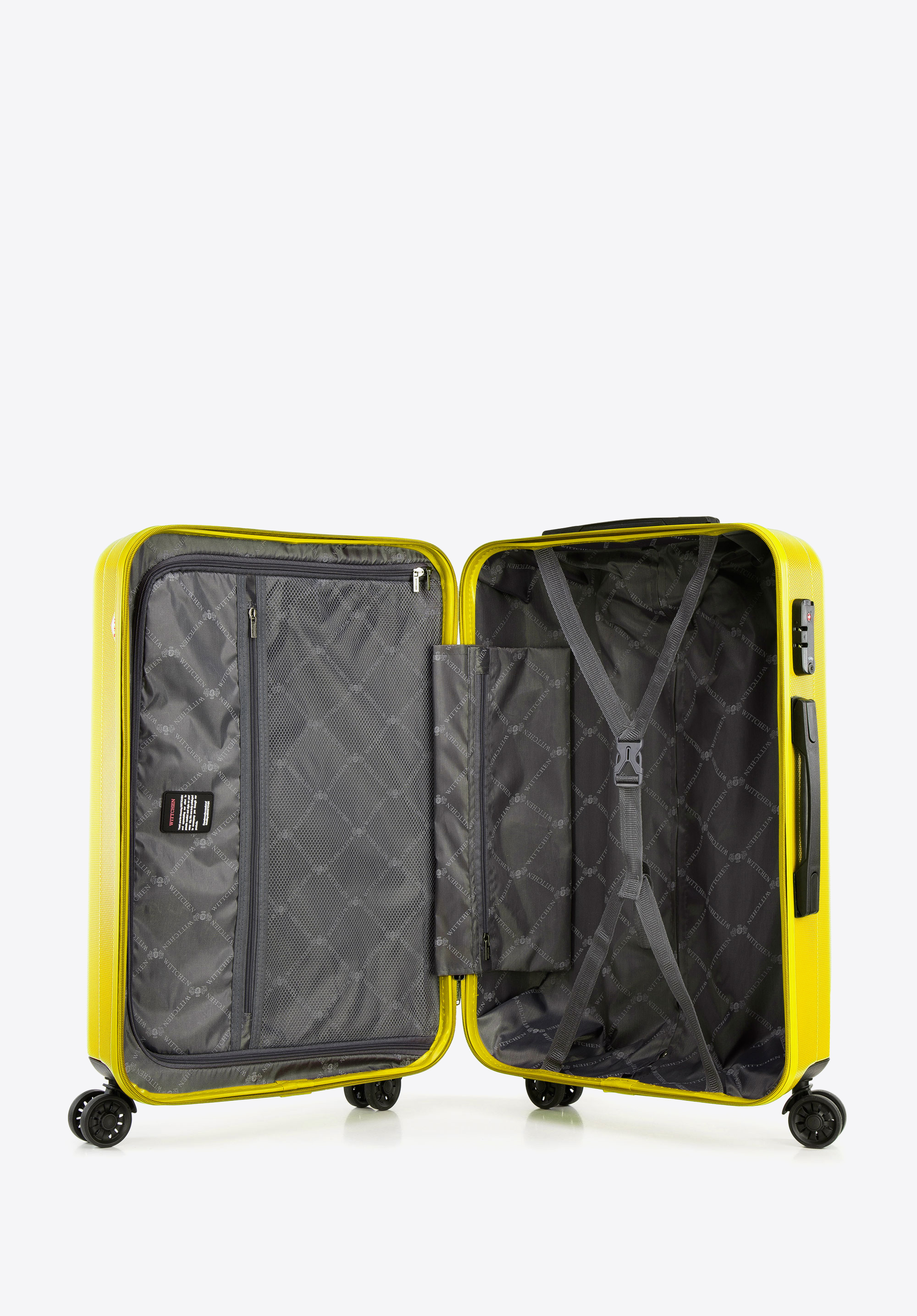 Walizka kabinowa z polikarbonu z pionowymi tłoczeniami