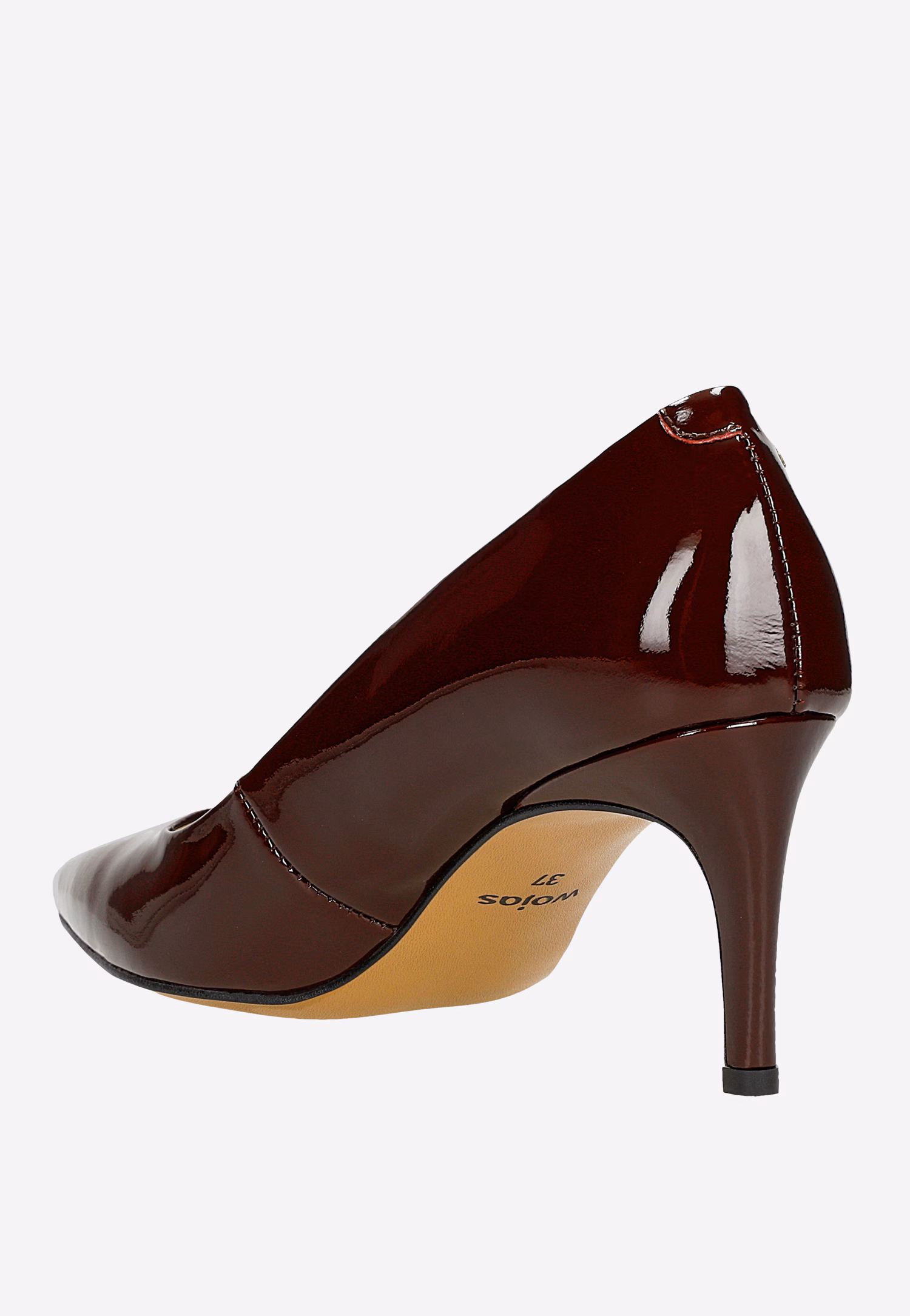 Bordowe czółenka damskie z lakierowanej skóry