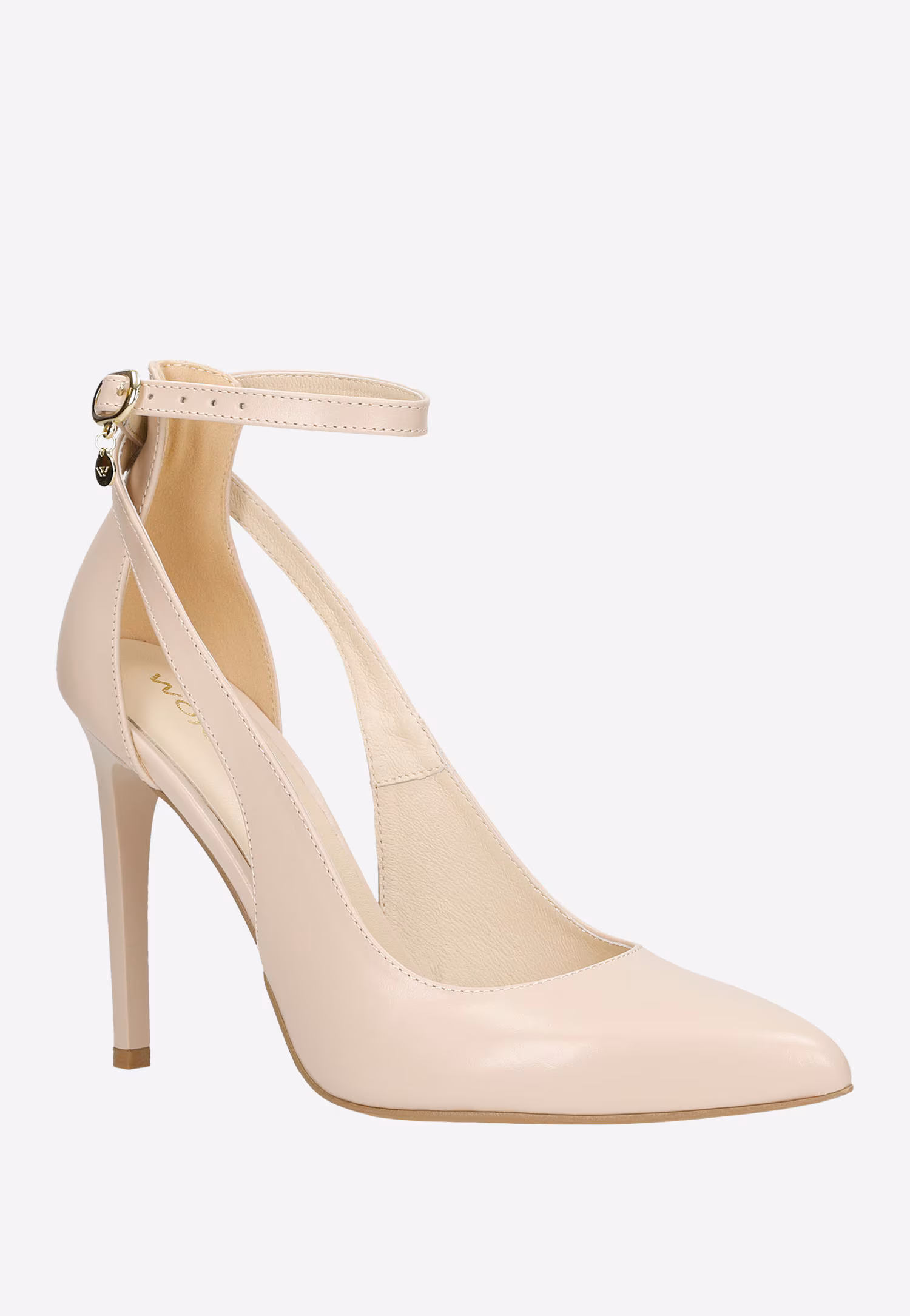 Eleganckie beżowe czółenka damskie na szpilce