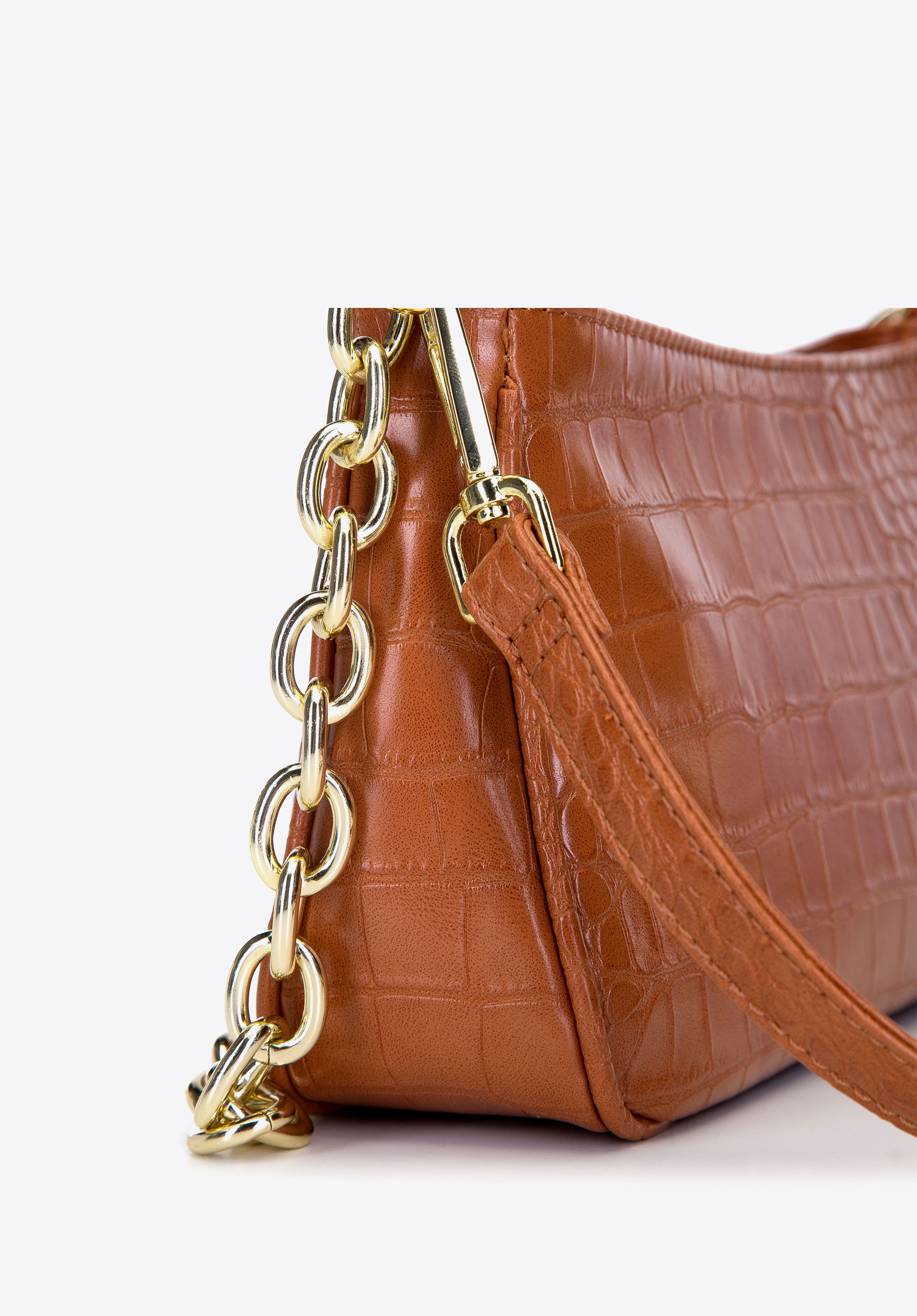 Damska torebka typu baguette na łańcuszku