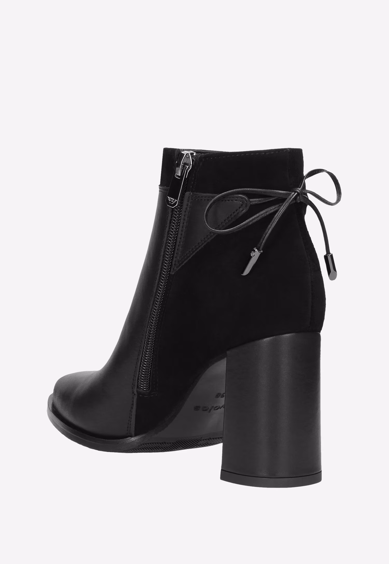 Stylowe botki damskie na wysokim słupku ze skóry licowej i welurowej