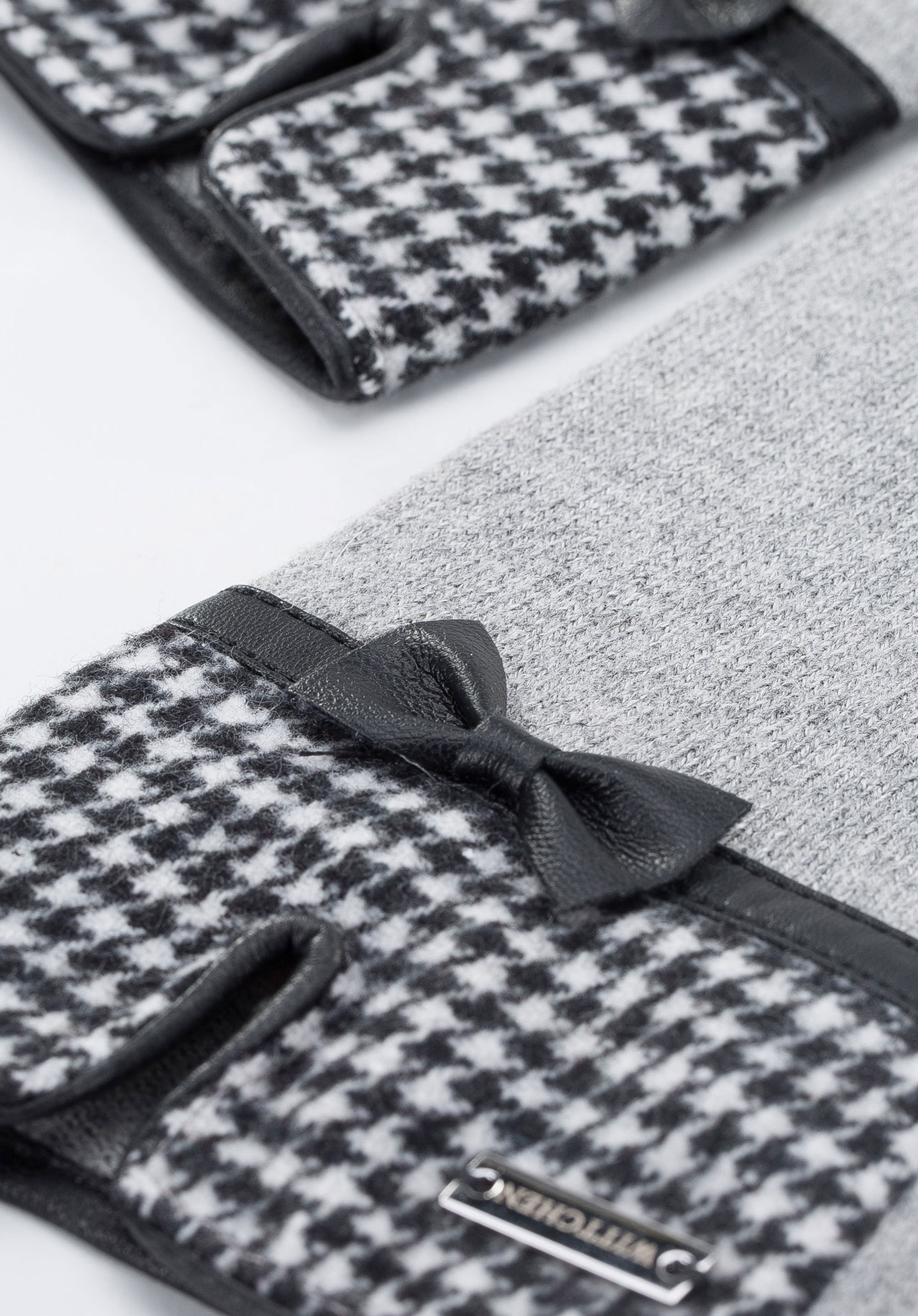 Damskie rękawiczki z wykończeniem w pepitkę