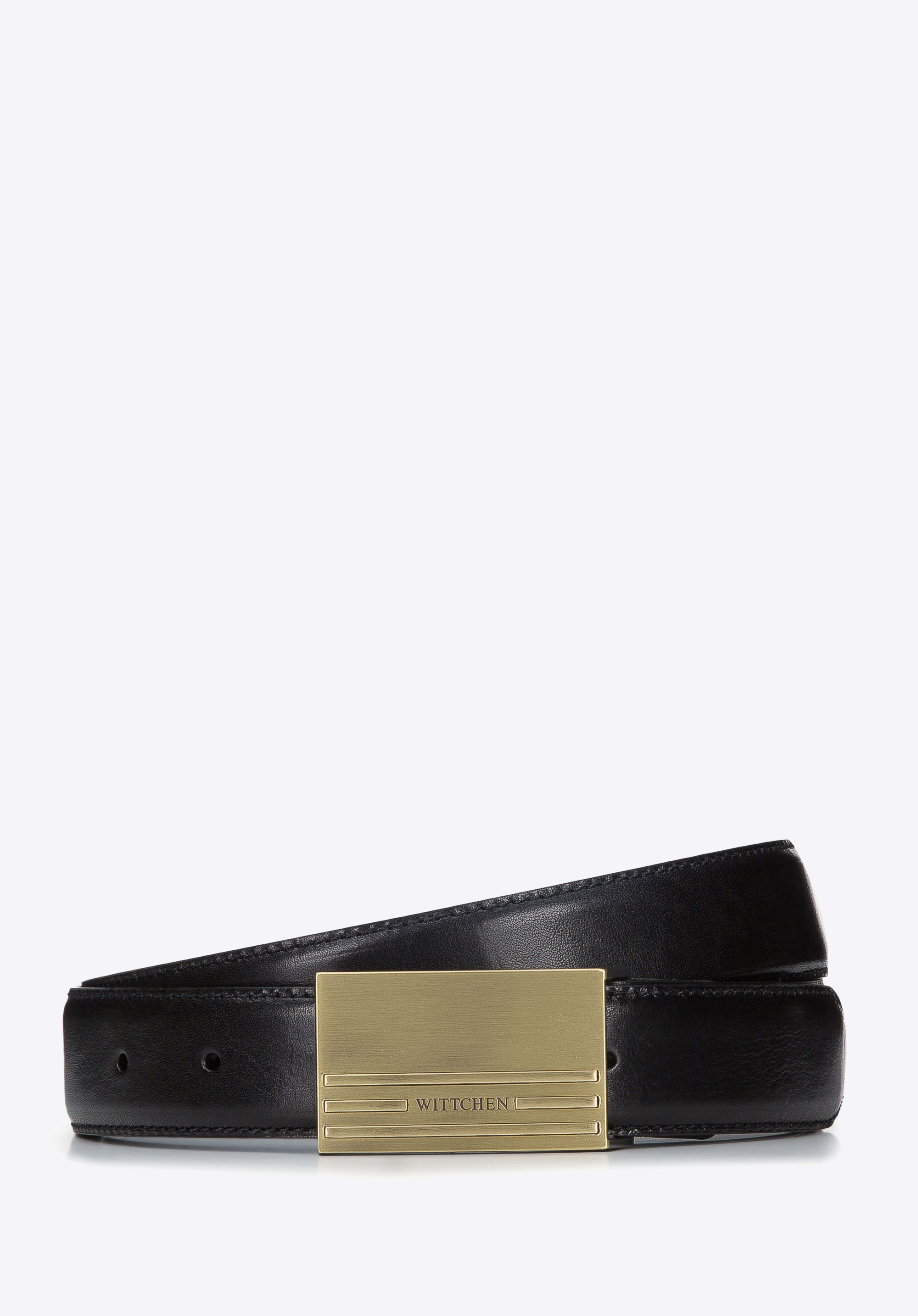 Męski pasek skórzany ze stębnowaniem i pełną klamrą