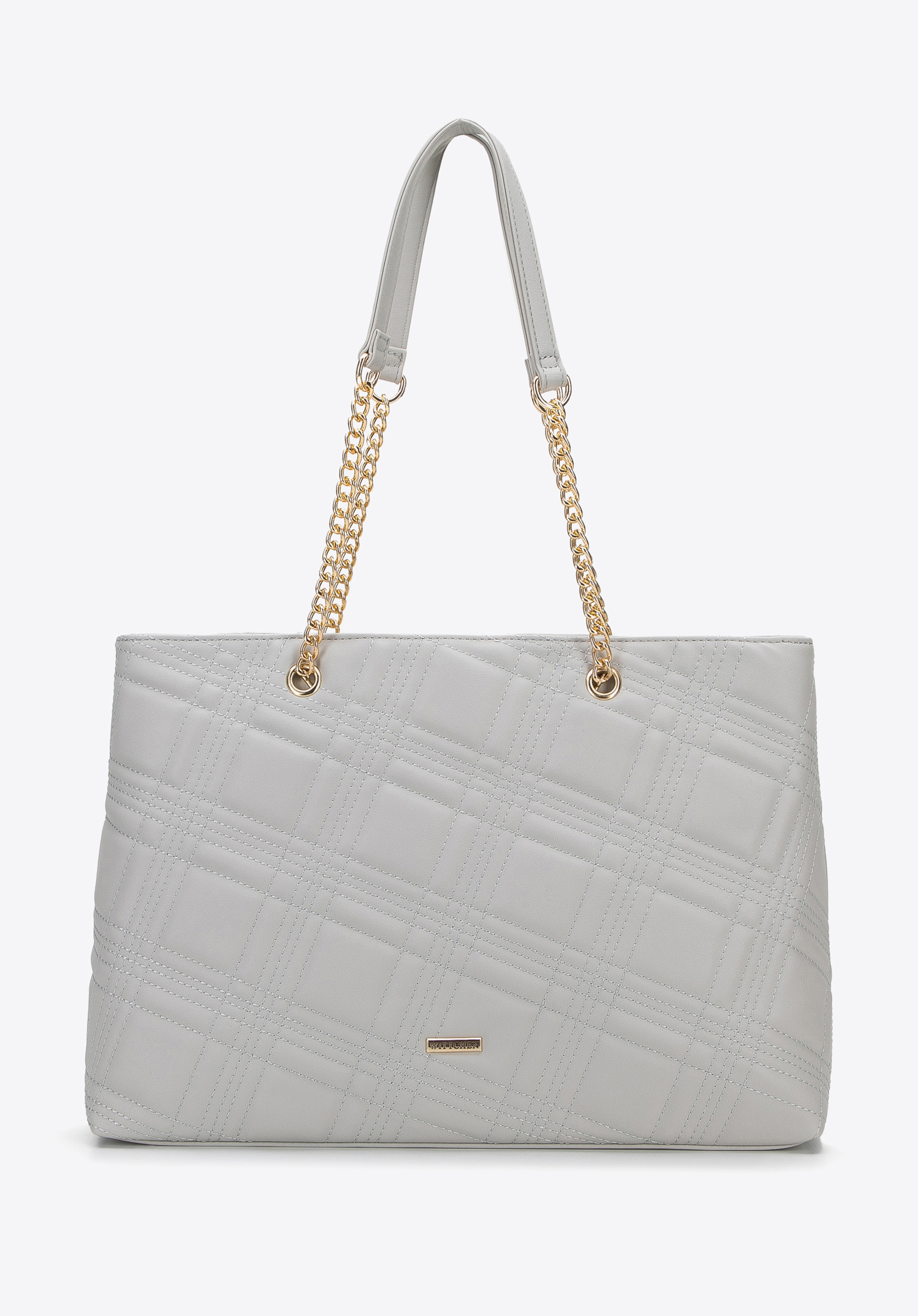 Torebka shopperka z pikowanej ekoskóry na łańcuszku