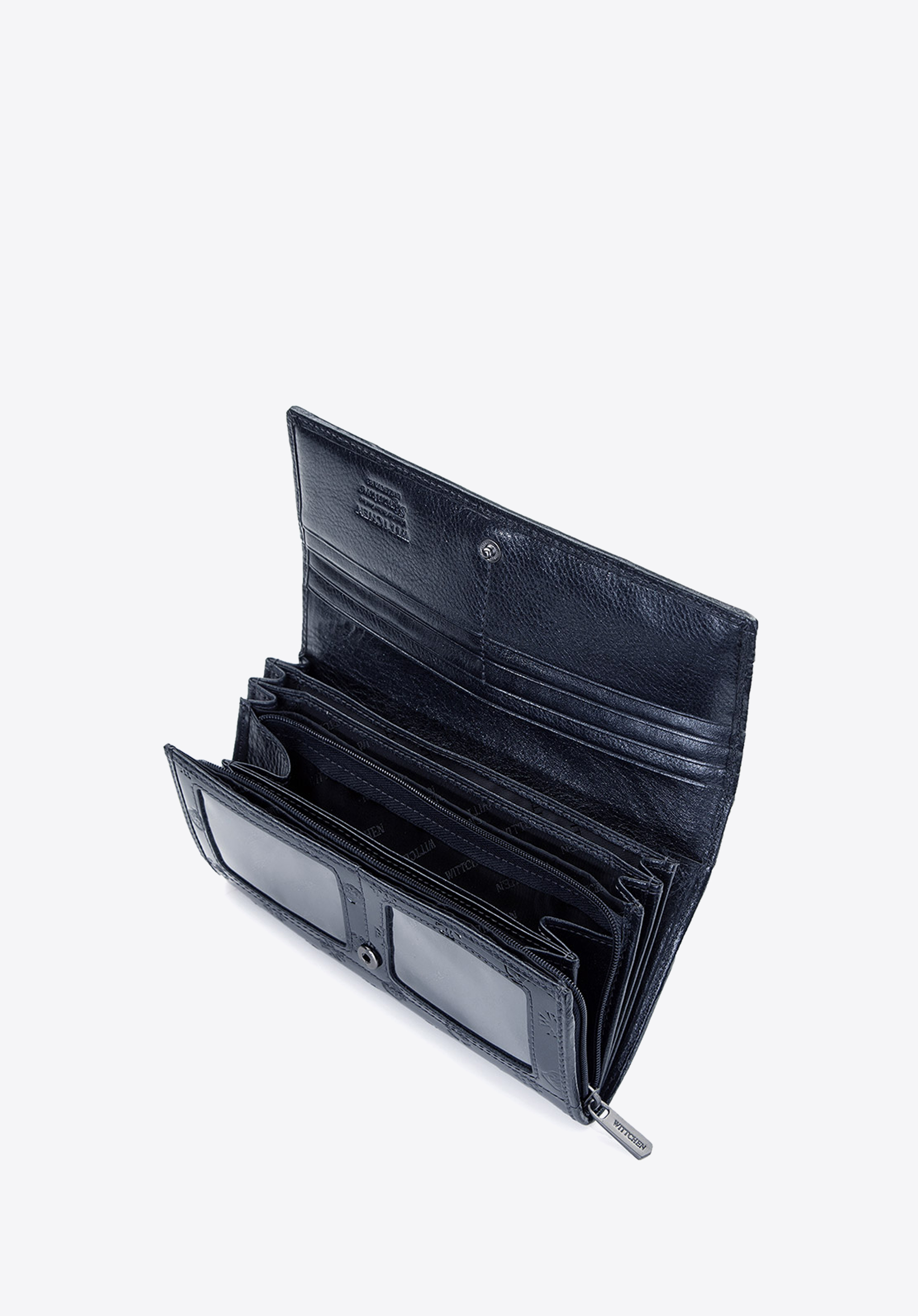 Damski portfel skórzany lakierowany z monogramem