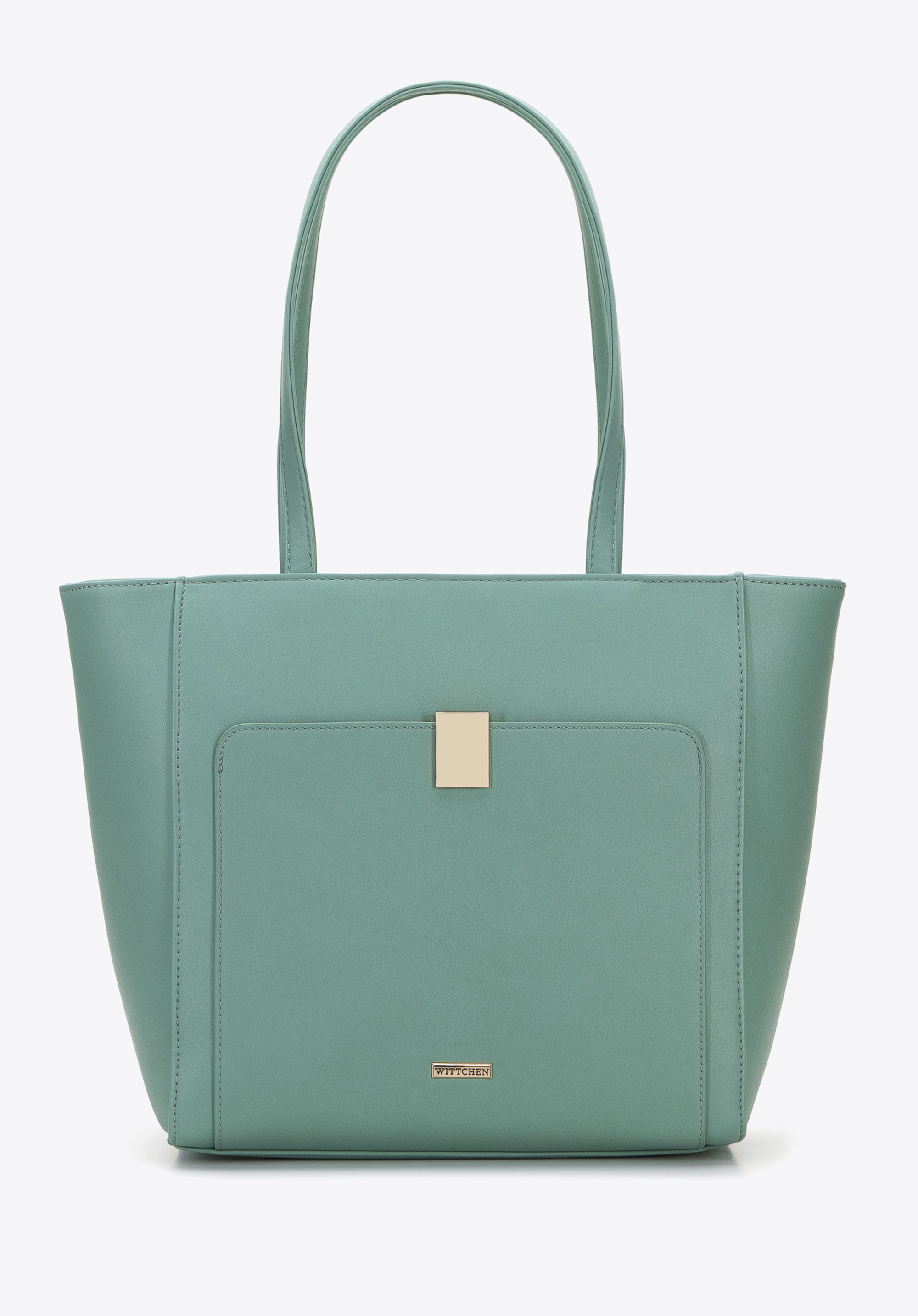 Torebka shopperka z ekoskóry z prostokątną klamrą