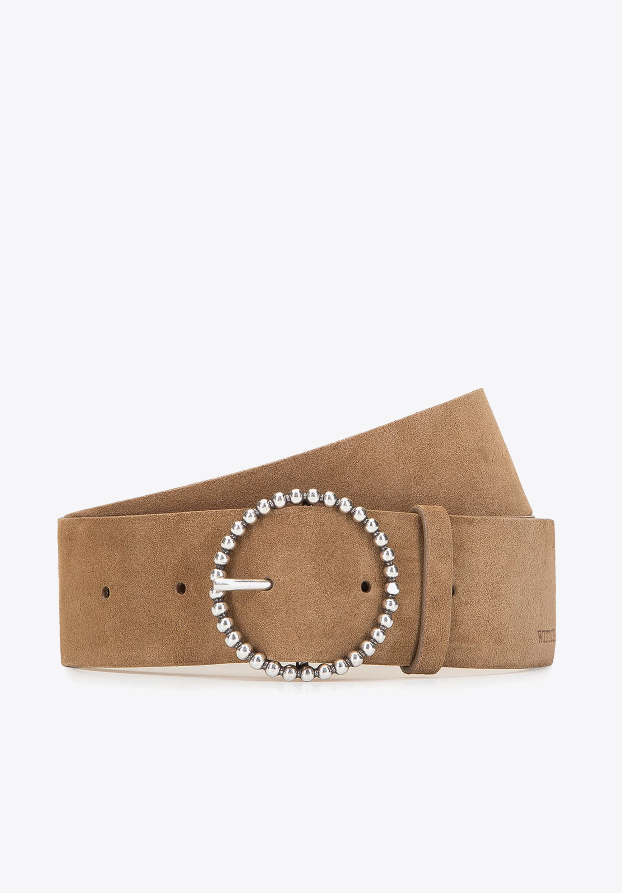 Damski pasek ze skóry welurowej z klamrą na obręczy