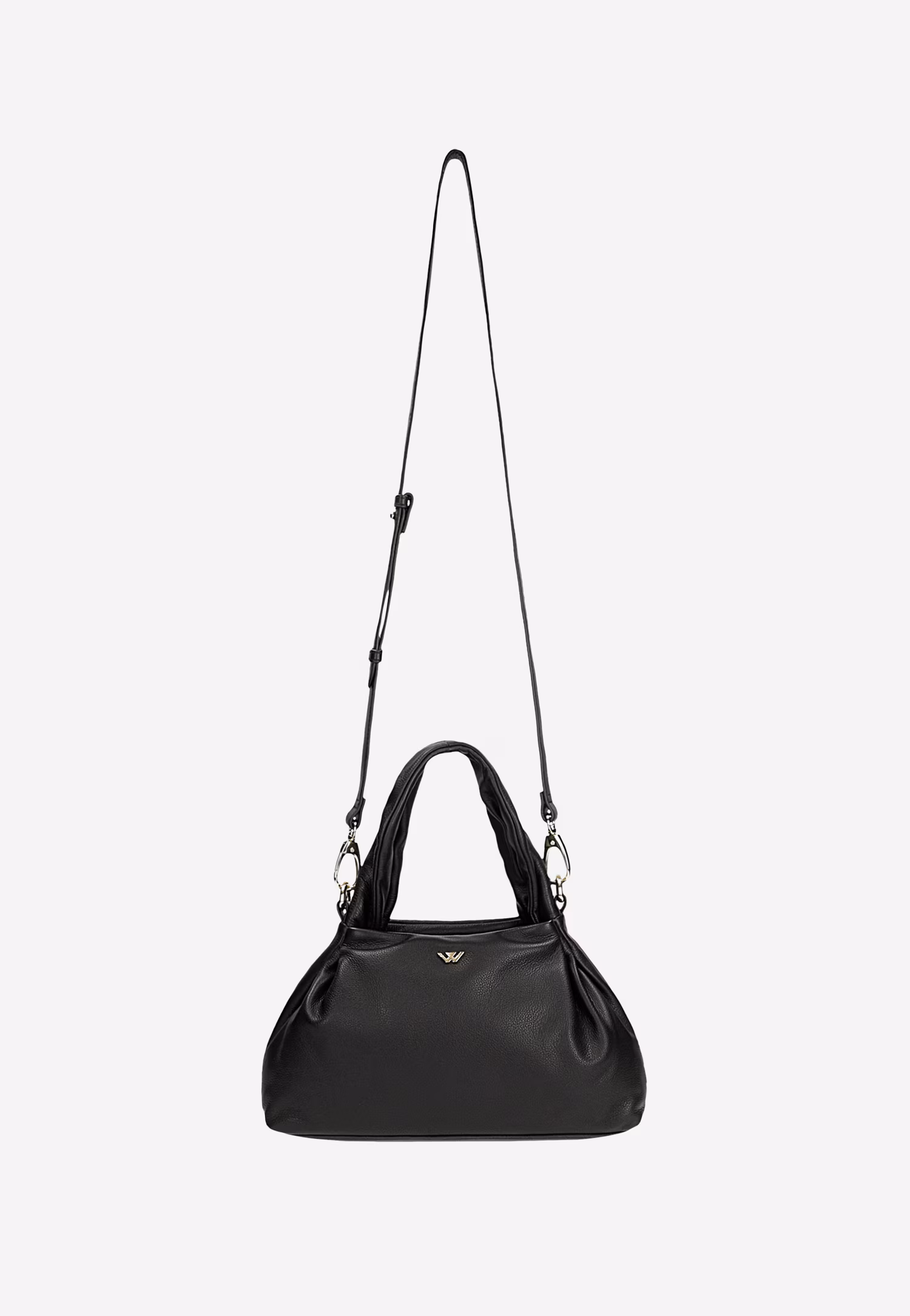 Mała czarna torebka damska ze skóry licowej