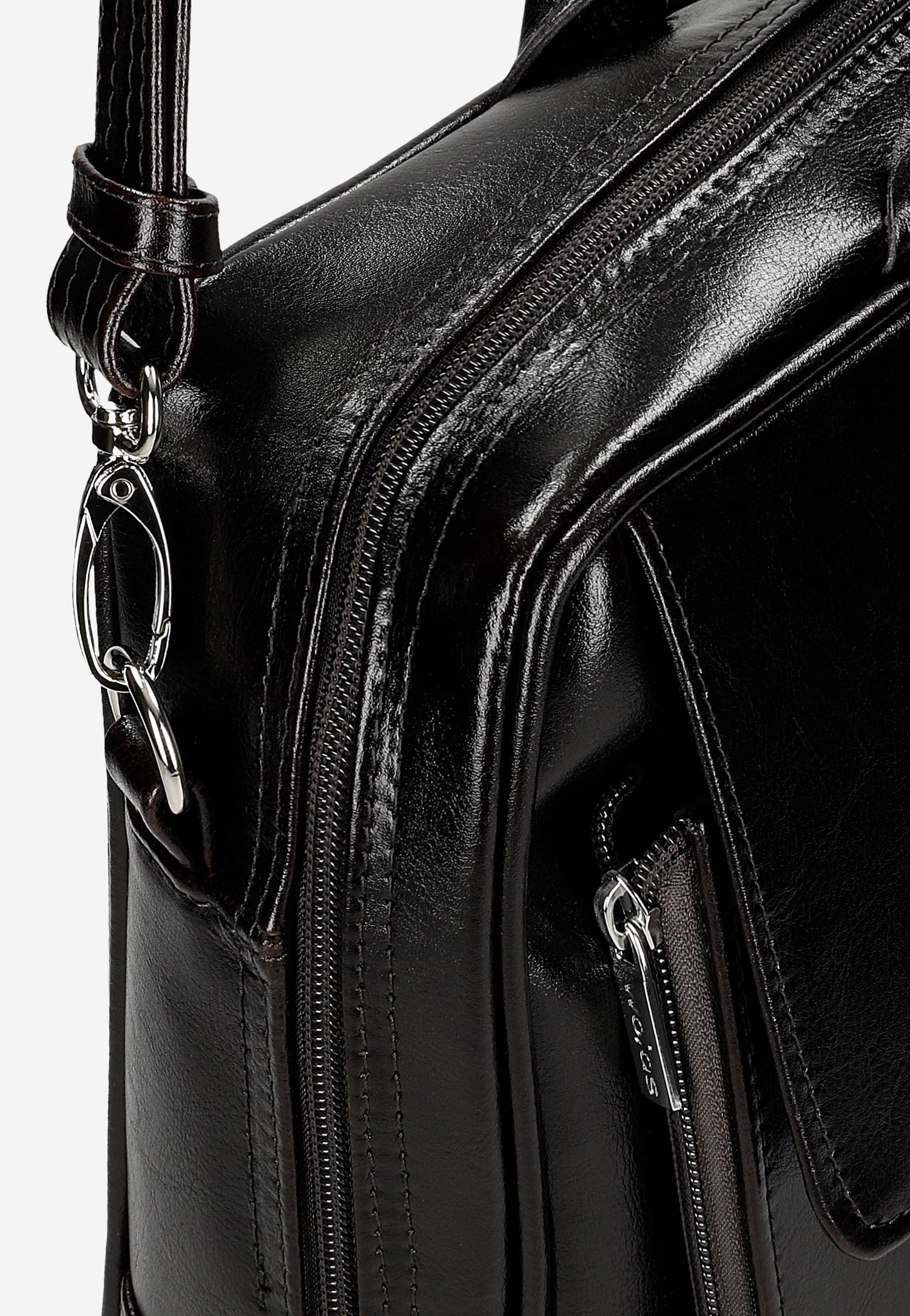 Duża ciemnobrązowa torba męska z dwoiny foliowanej