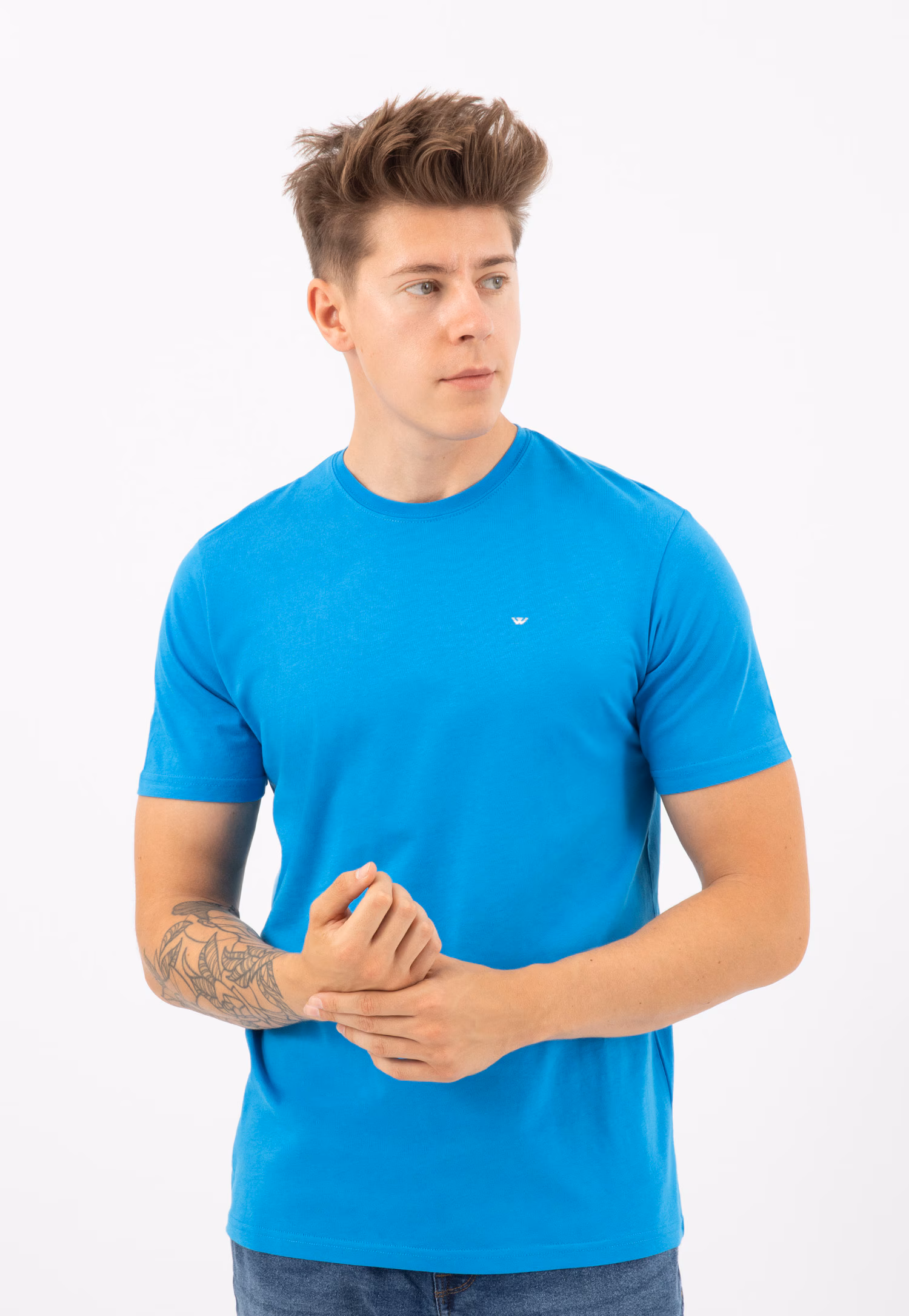 Jasnoniebieski t-shirt męski bawełniany