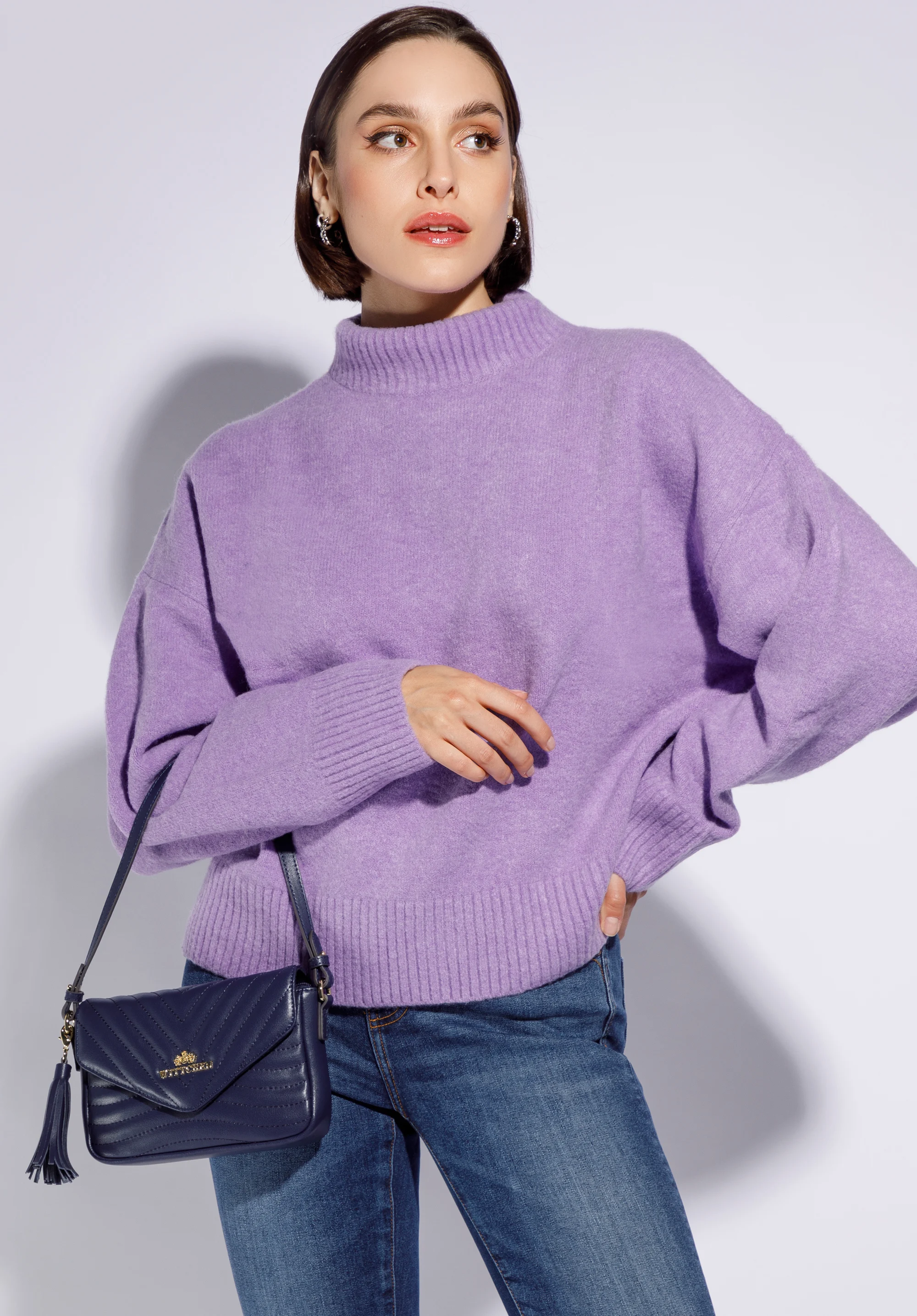 Damska torebka skórzana pikowana z chwostem