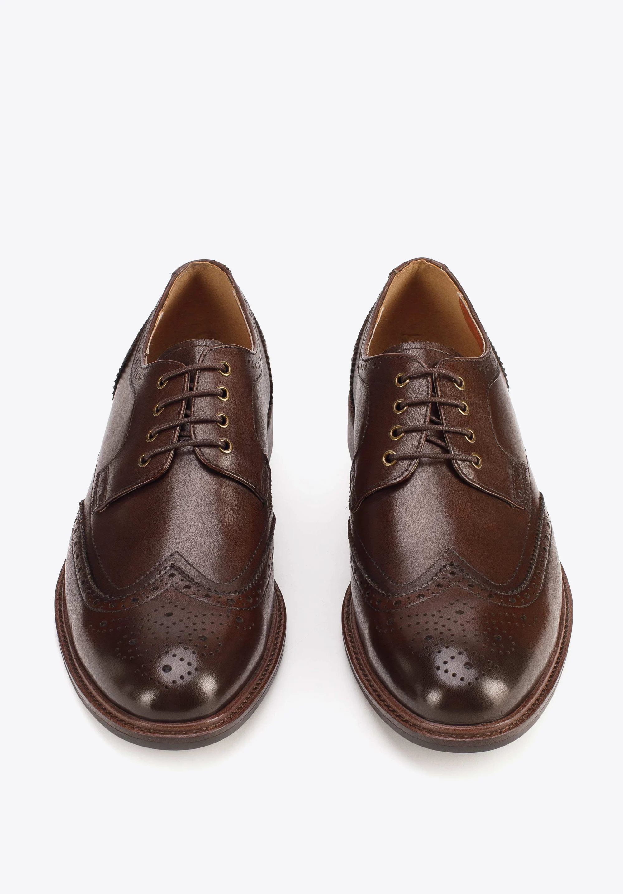 Męskie brogsy ze skóry licowej z perforacjami