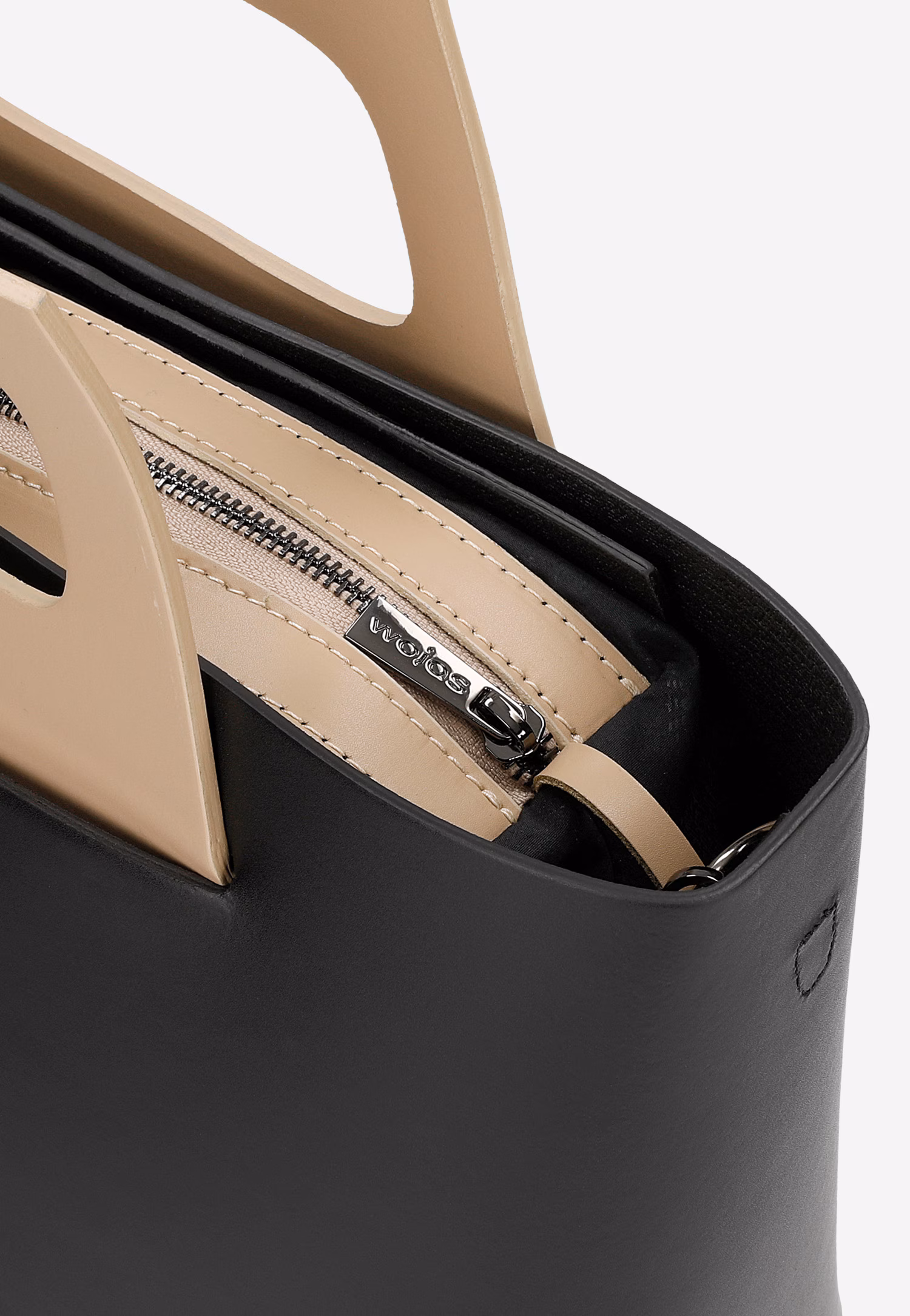 Czarno-beżowa torebka damska typu kuferek